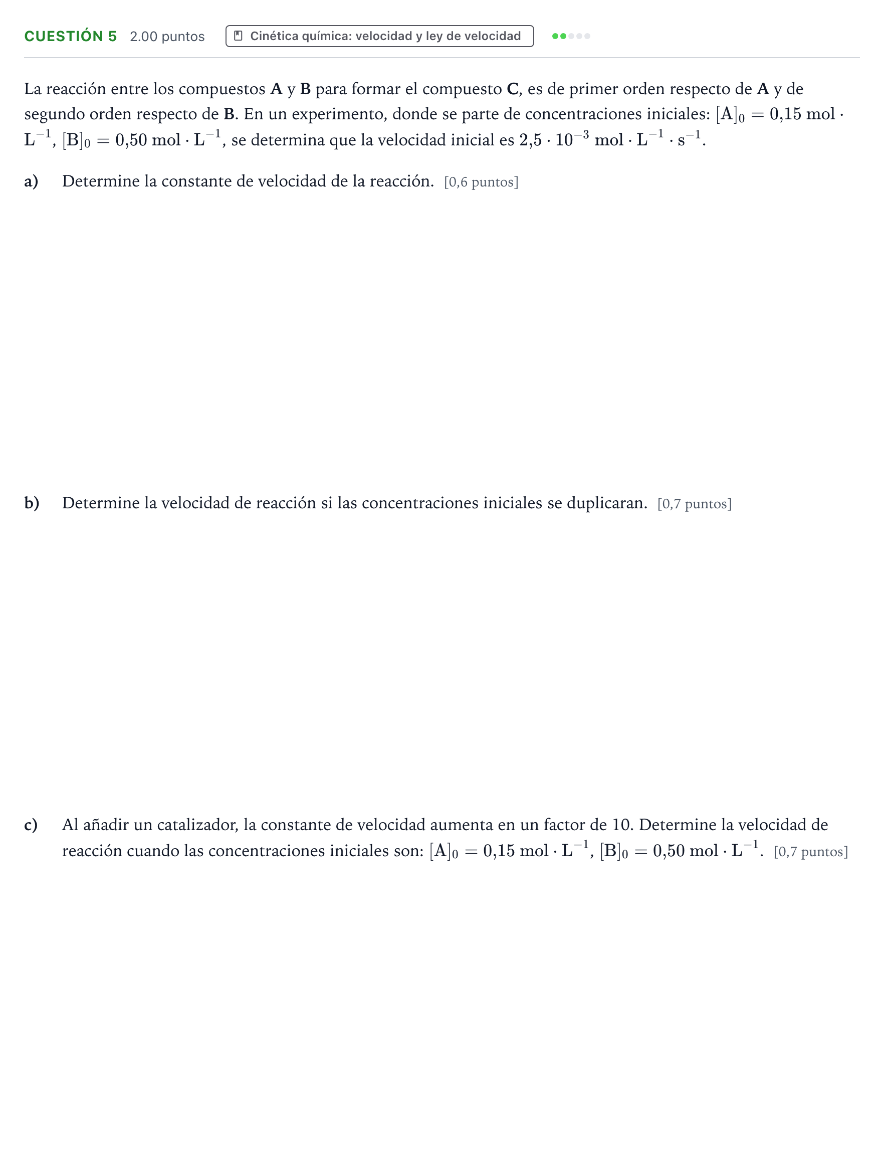 Enunciado: Cuestión 5 · Química PAU Valencia Extraordinaria 2024