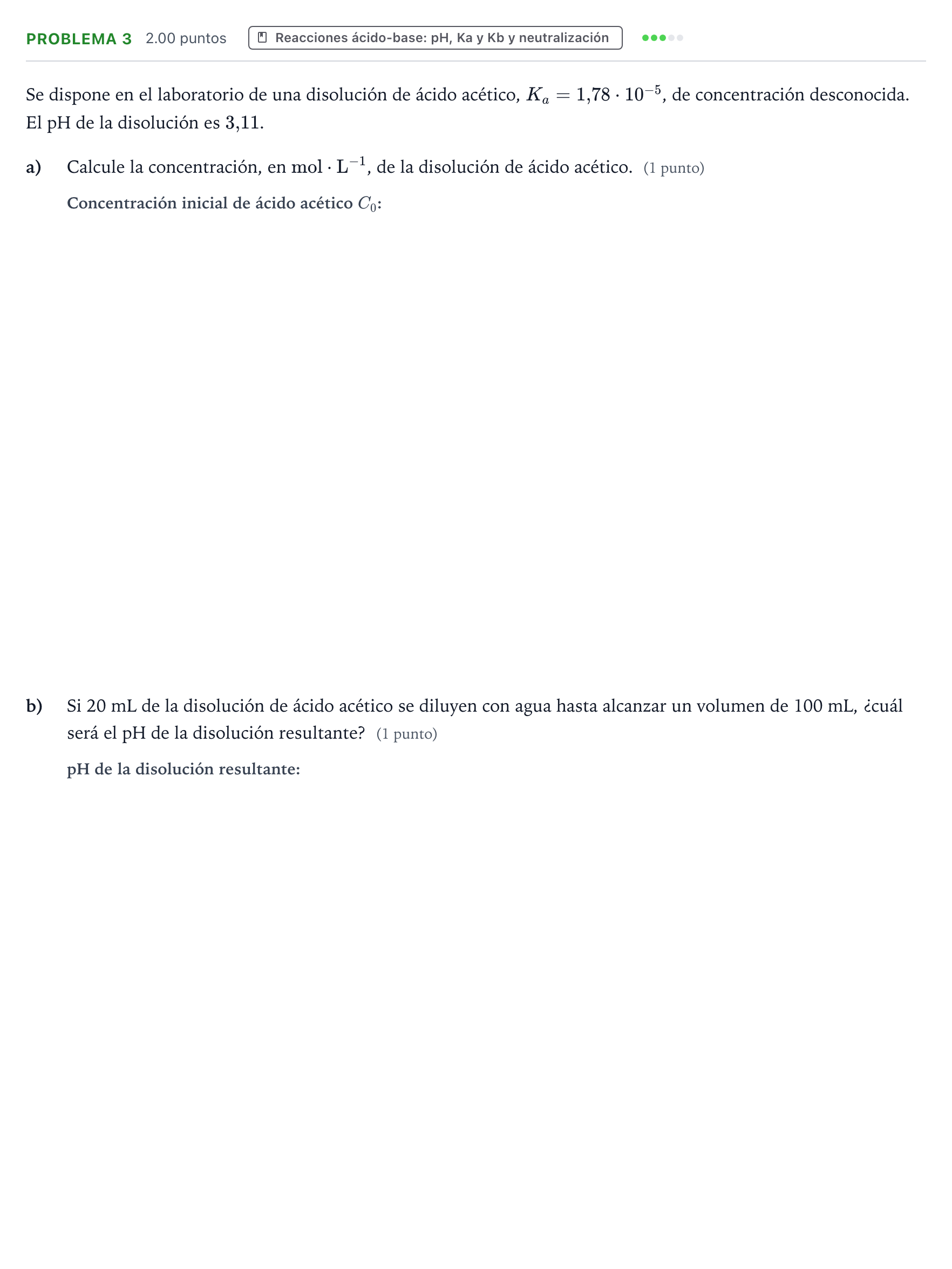 Enunciado: Problema 3 · Química PAU Valencia Extraordinaria 2024