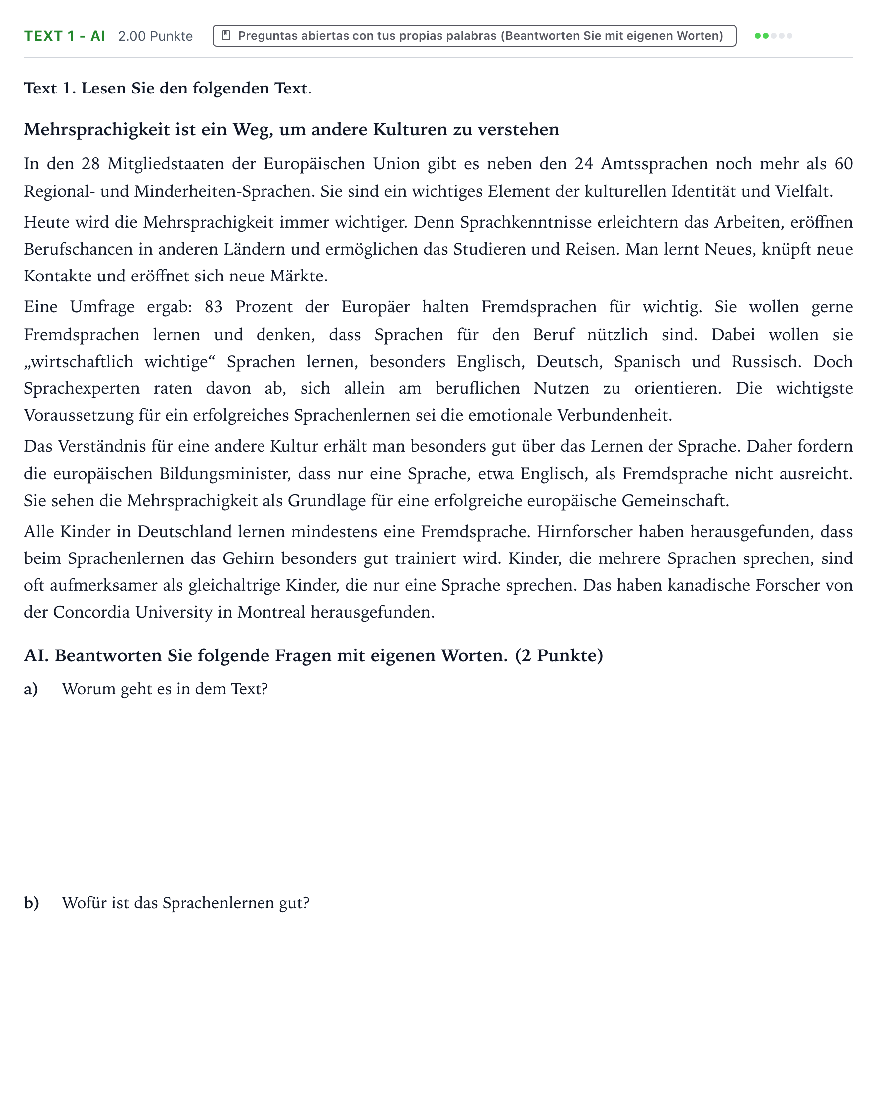 Enunciado: Ejercicio Text 1 - AI · Alemán PAU Valencia Ordinaria 2023