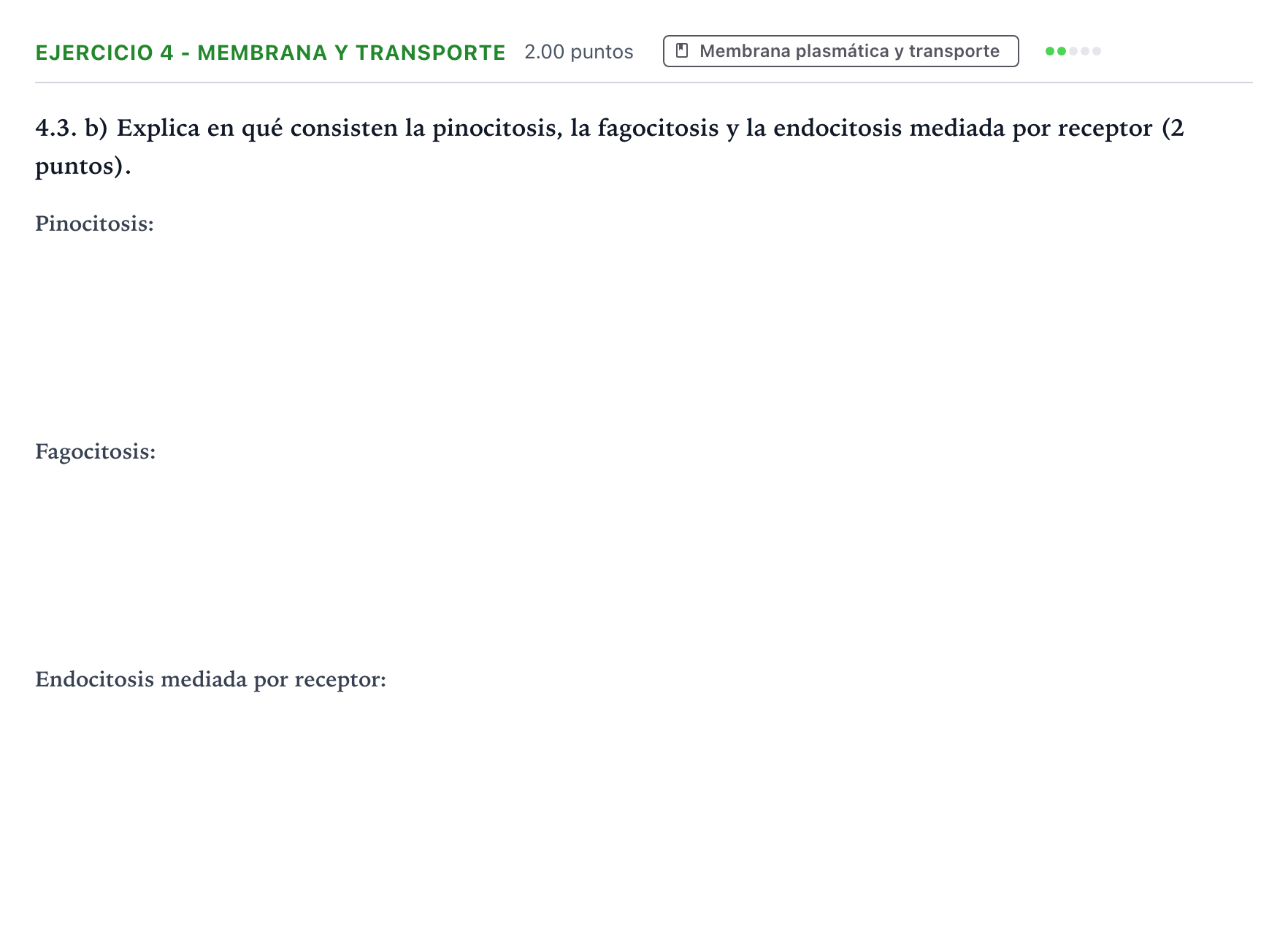Enunciado: Ejercicio 4 - Membrana y transporte · Biología PAU Valencia Extraordinaria 2023