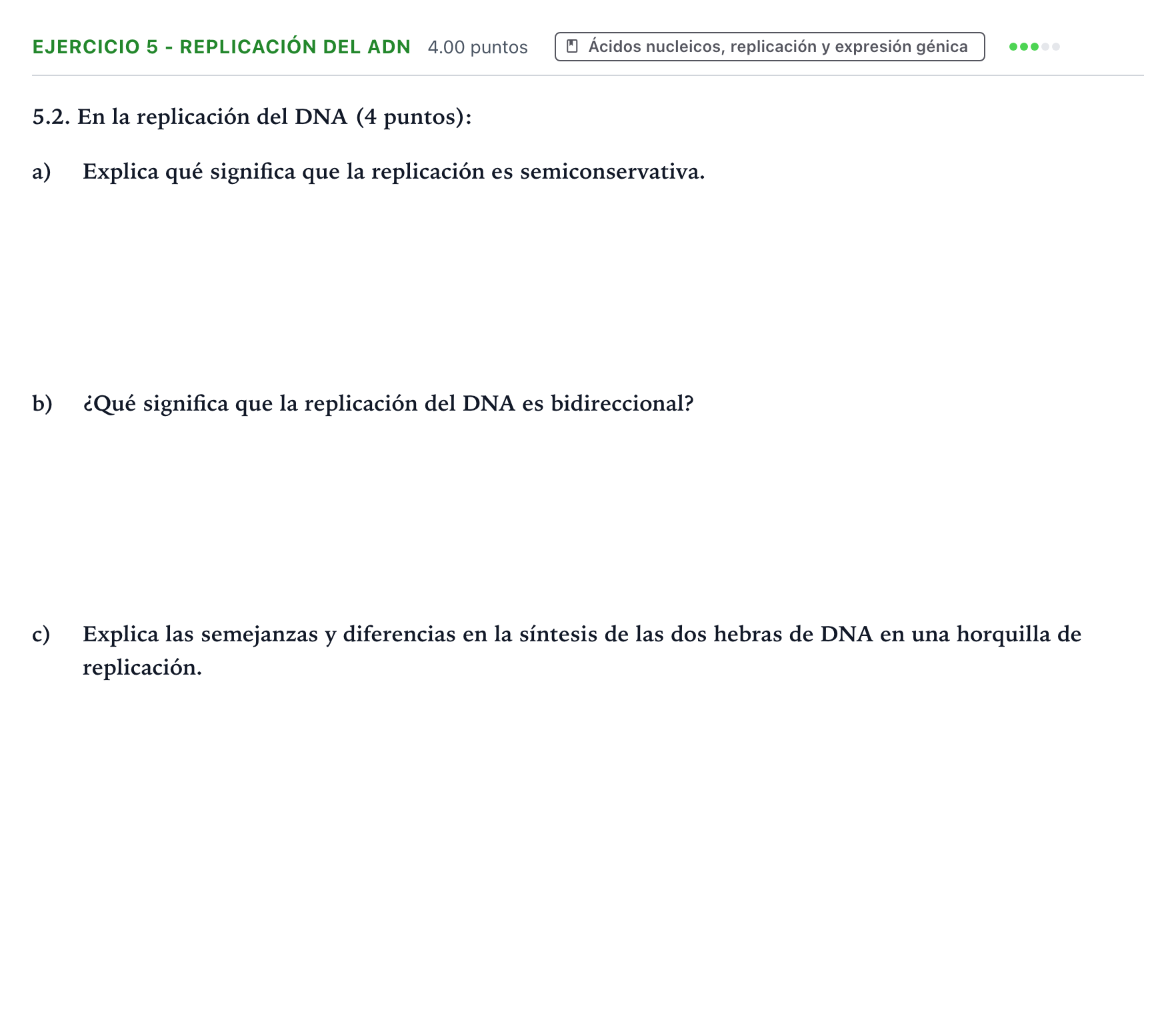 Enunciado: Ejercicio 5 - Replicación del ADN · Biología PAU Valencia Extraordinaria 2023