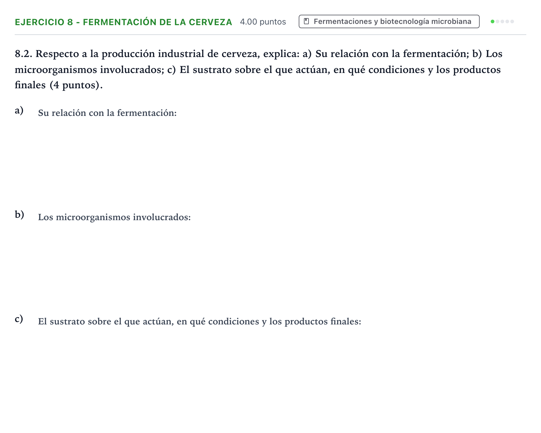 Enunciado: Ejercicio 8 - Fermentación de la cerveza · Biología PAU Valencia Extraordinaria 2023