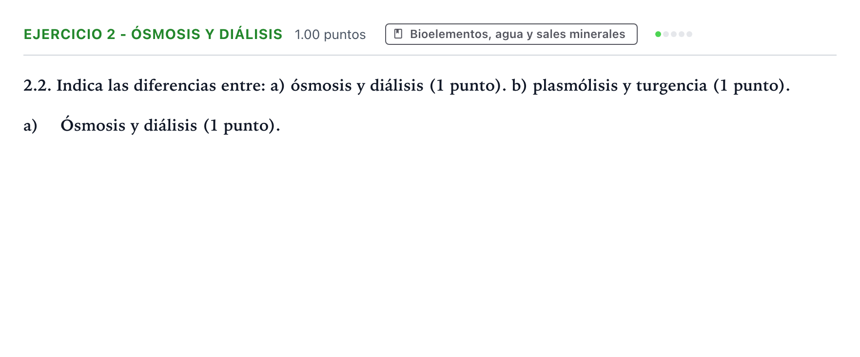 Enunciado: Ejercicio 2 - Ósmosis y diálisis · Biología PAU Valencia Ordinaria 2023