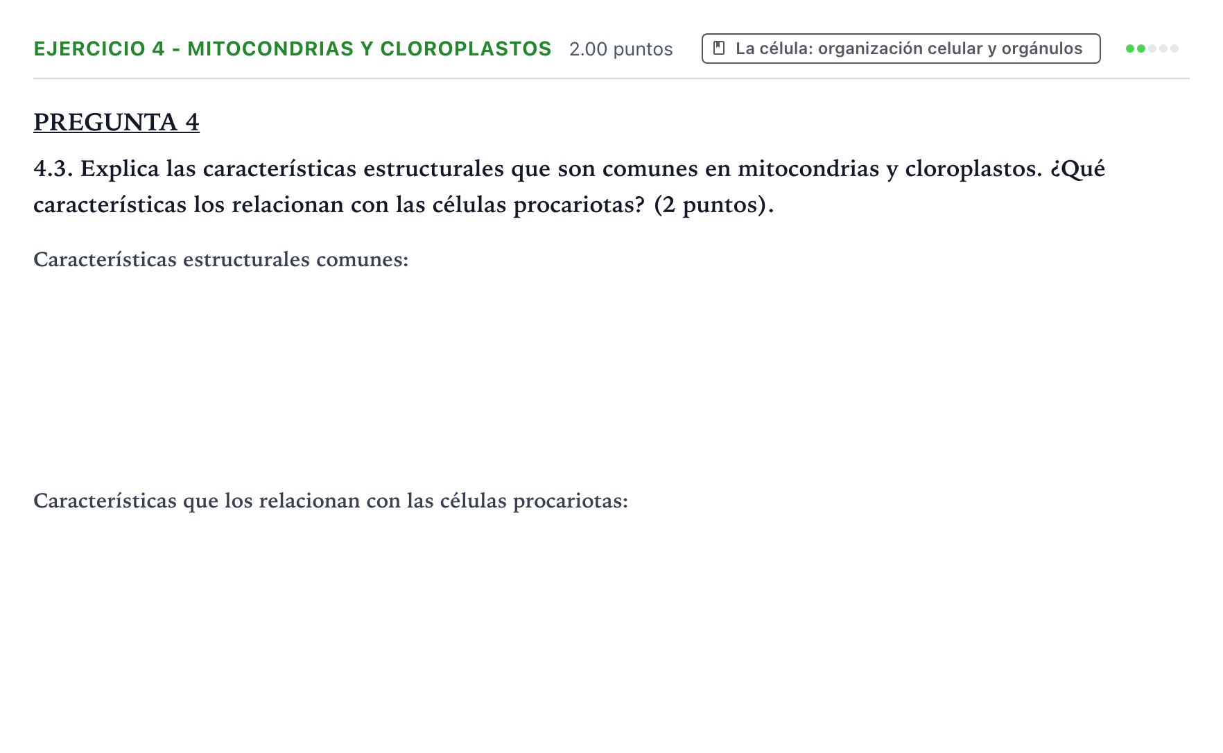 Enunciado: Ejercicio 4 - Mitocondrias y cloroplastos · Biología PAU Valencia Ordinaria 2023