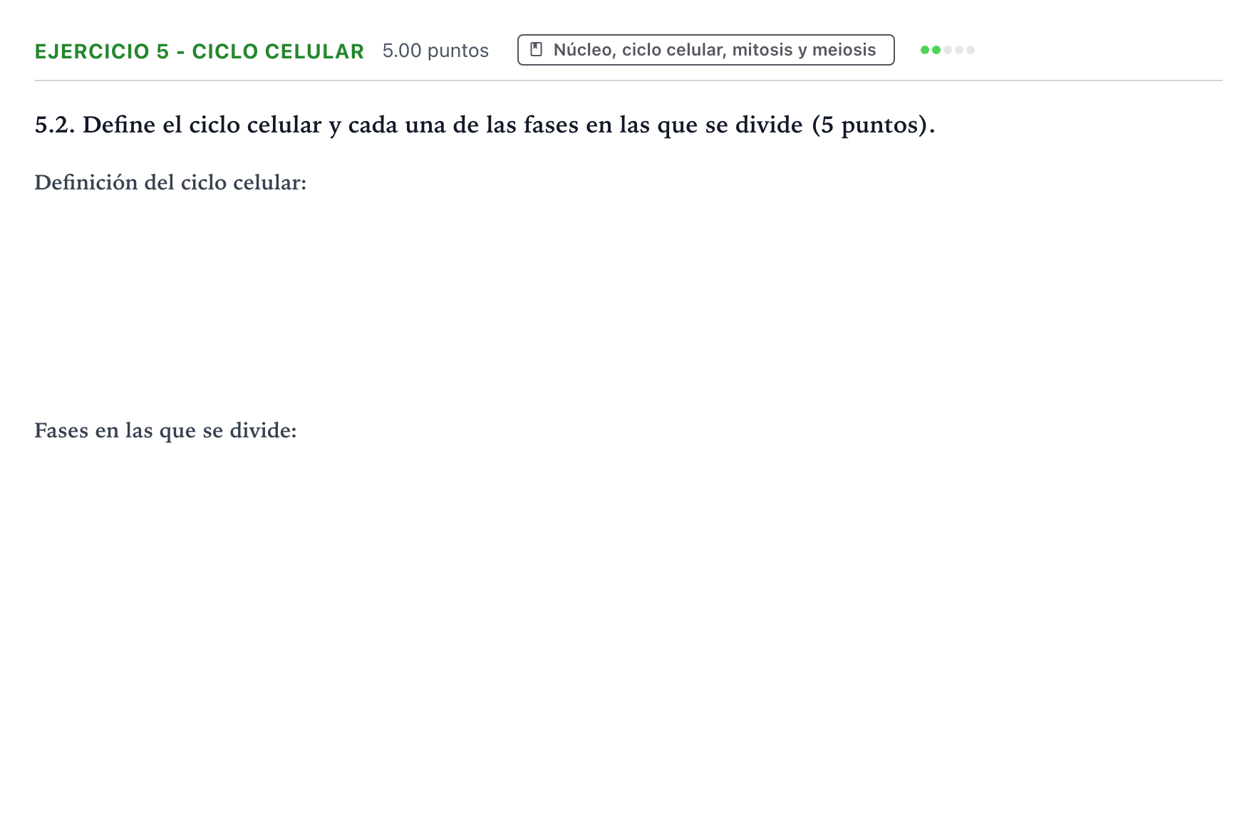 Enunciado: Ejercicio 5 - Ciclo celular · Biología PAU Valencia Ordinaria 2023