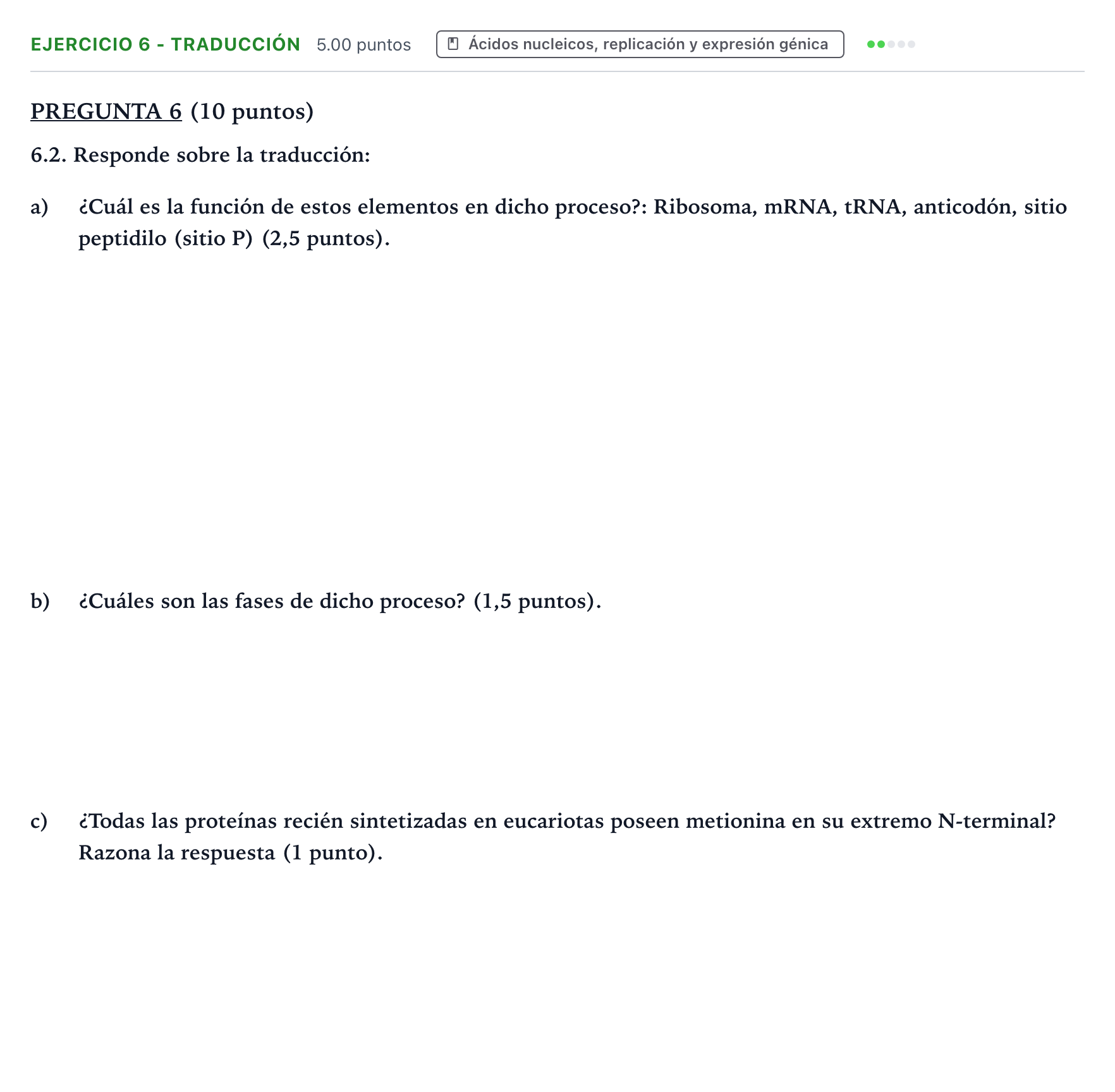 Enunciado: Ejercicio 6 - Traducción · Biología PAU Valencia Ordinaria 2023