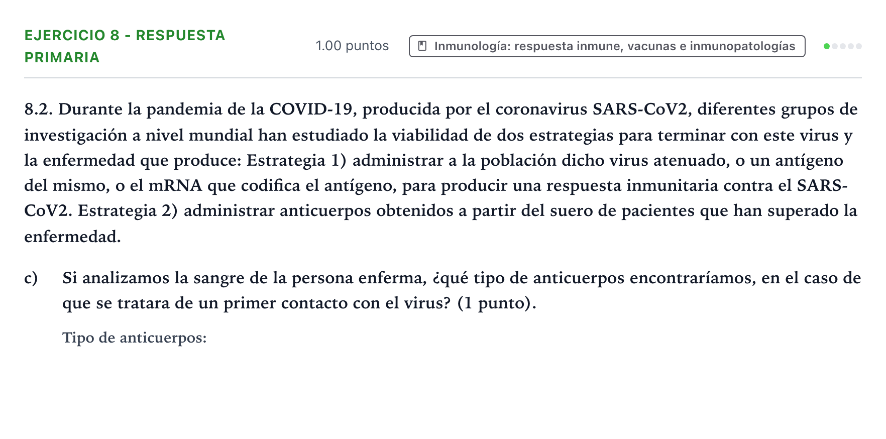 Enunciado: Ejercicio 8 - Respuesta primaria · Biología PAU Valencia Ordinaria 2023