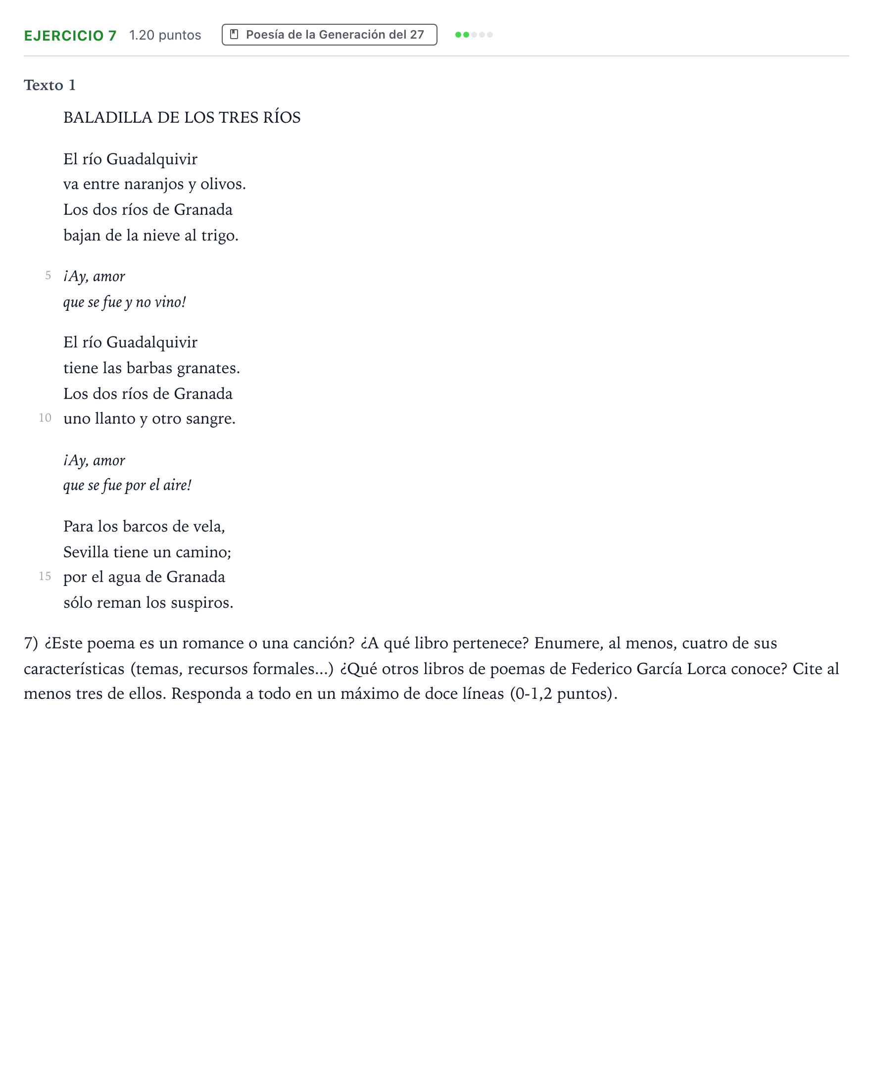 Enunciado: Problema 7 · Lengua Castellana y Literatura II PAU Valencia Extraordinaria 2023