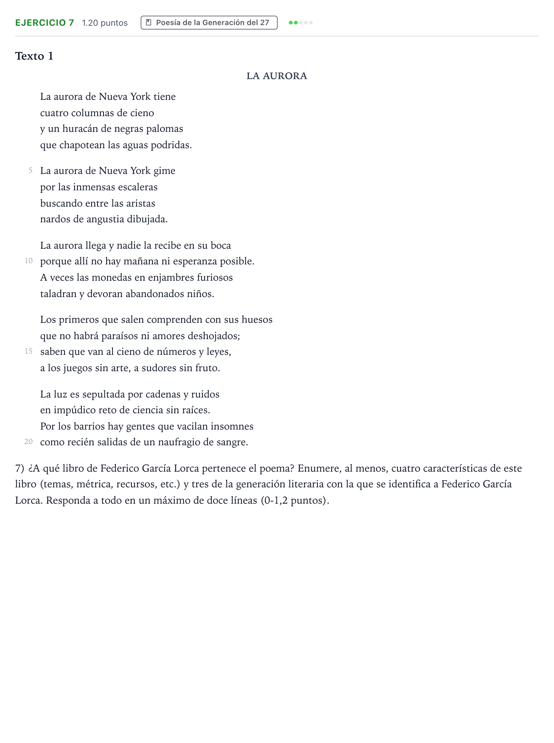 Enunciado: Problema 7 · Lengua Castellana y Literatura II PAU Valencia Ordinaria 2023