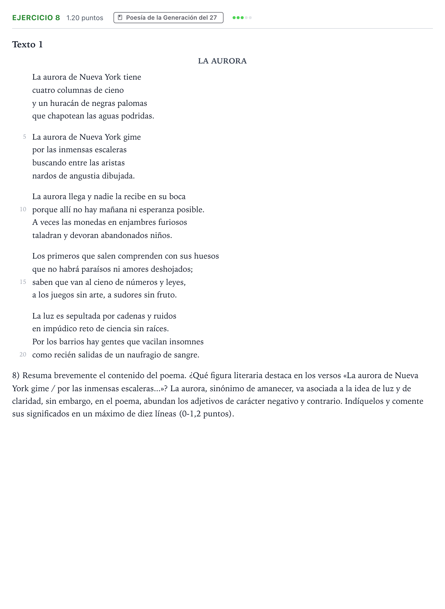 Enunciado: Problema 8 · Lengua Castellana y Literatura II PAU Valencia Ordinaria 2023