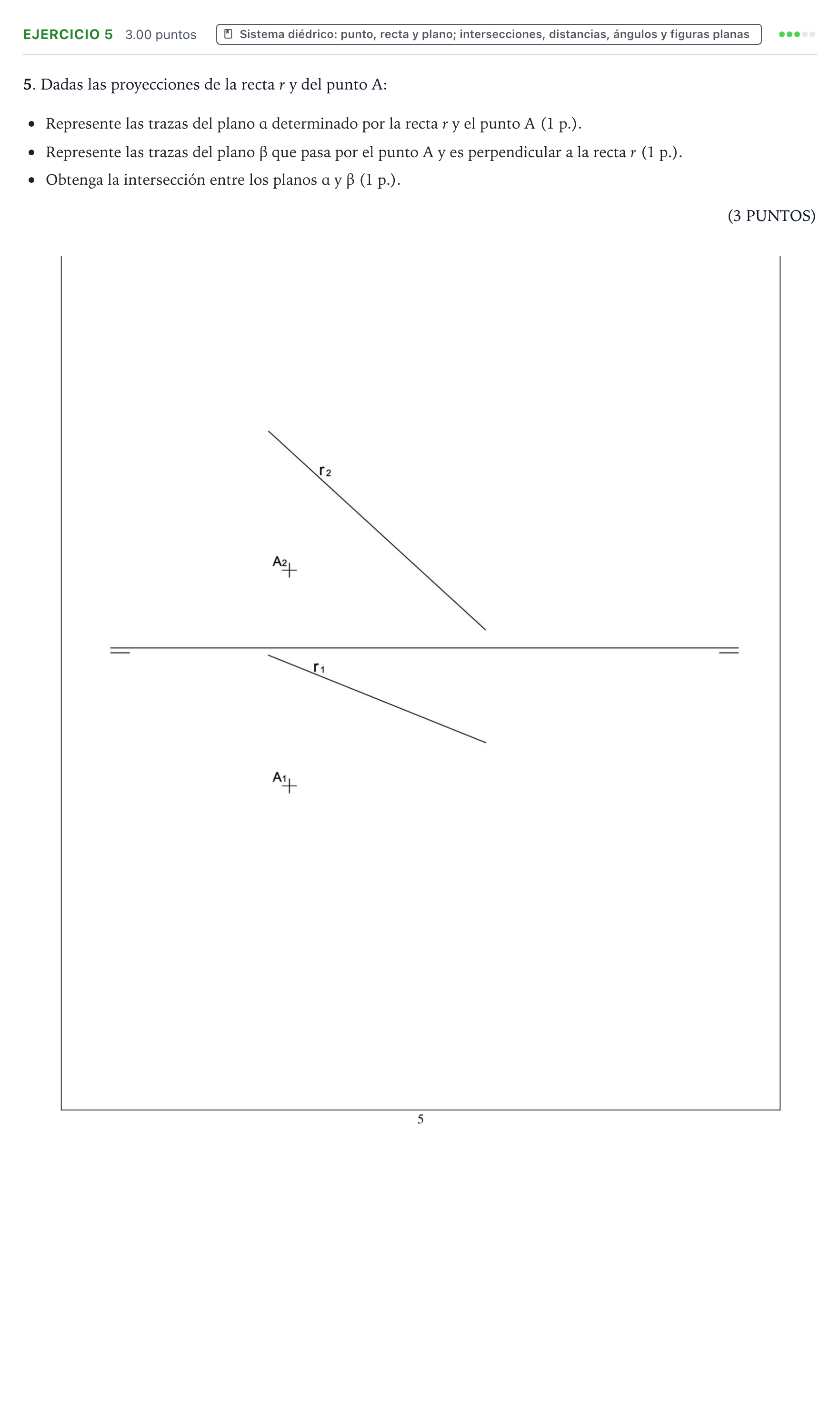 Enunciado: Problema 5 · Dibujo técnico II PAU Valencia Extraordinaria 2023