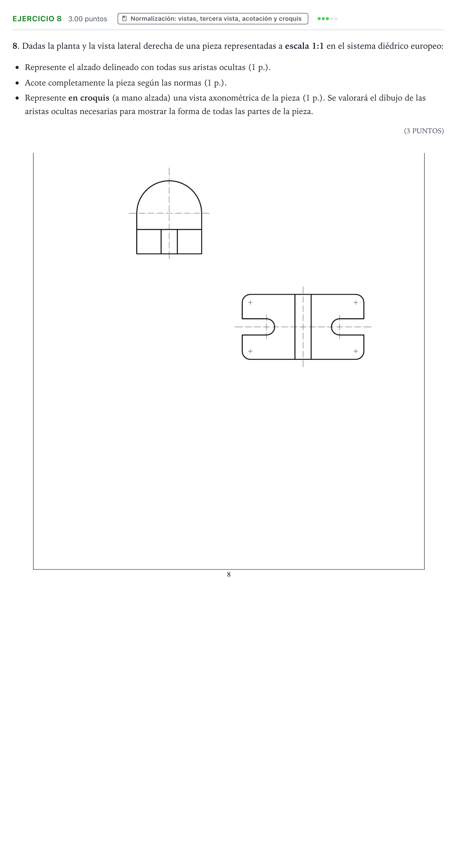 Enunciado: Problema 8 · Dibujo técnico II PAU Valencia Ordinaria 2023
