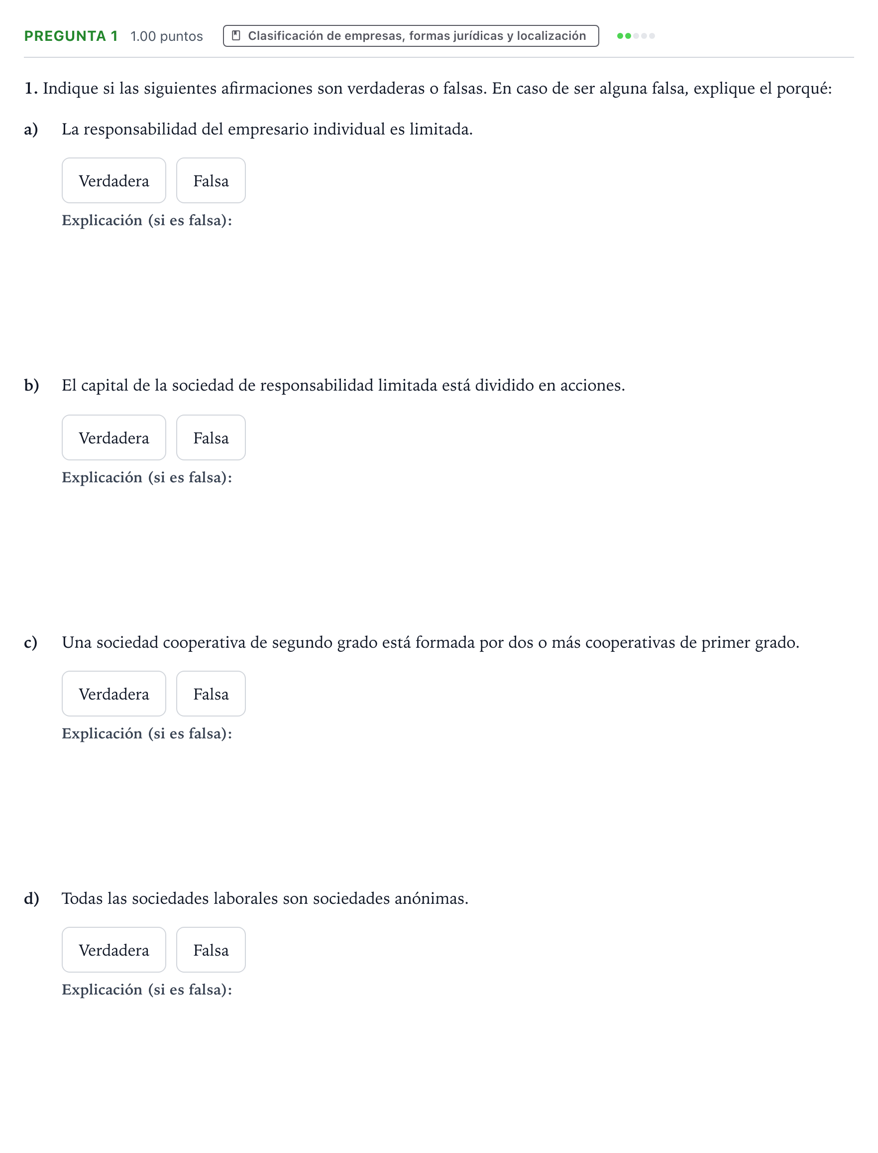 Enunciado: Pregunta 1 · Empresa y Diseño de Modelos de Negocio PAU Valencia Extraordinaria 2023