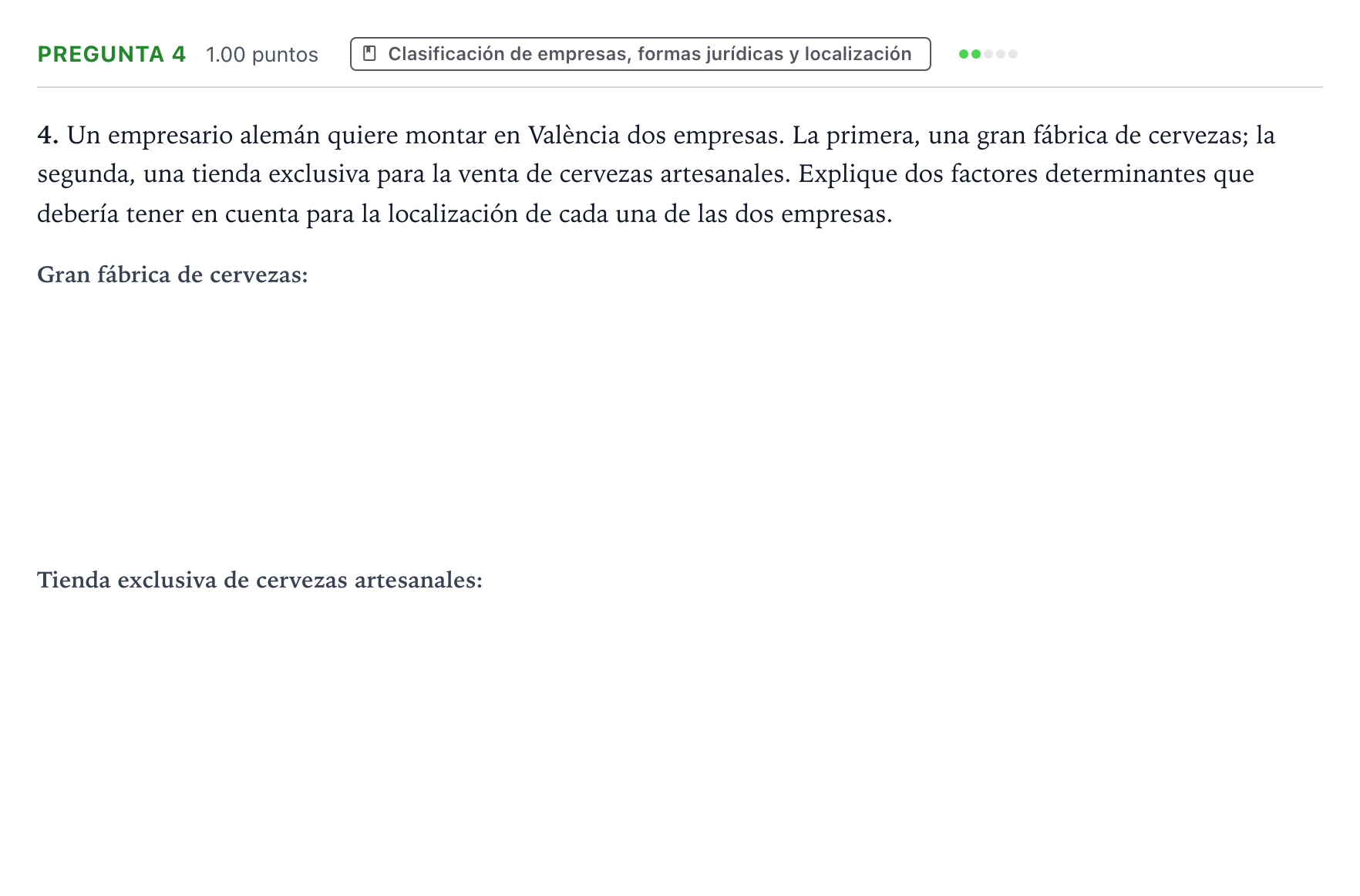 Enunciado: Pregunta 4 · Empresa y Diseño de Modelos de Negocio PAU Valencia Extraordinaria 2023