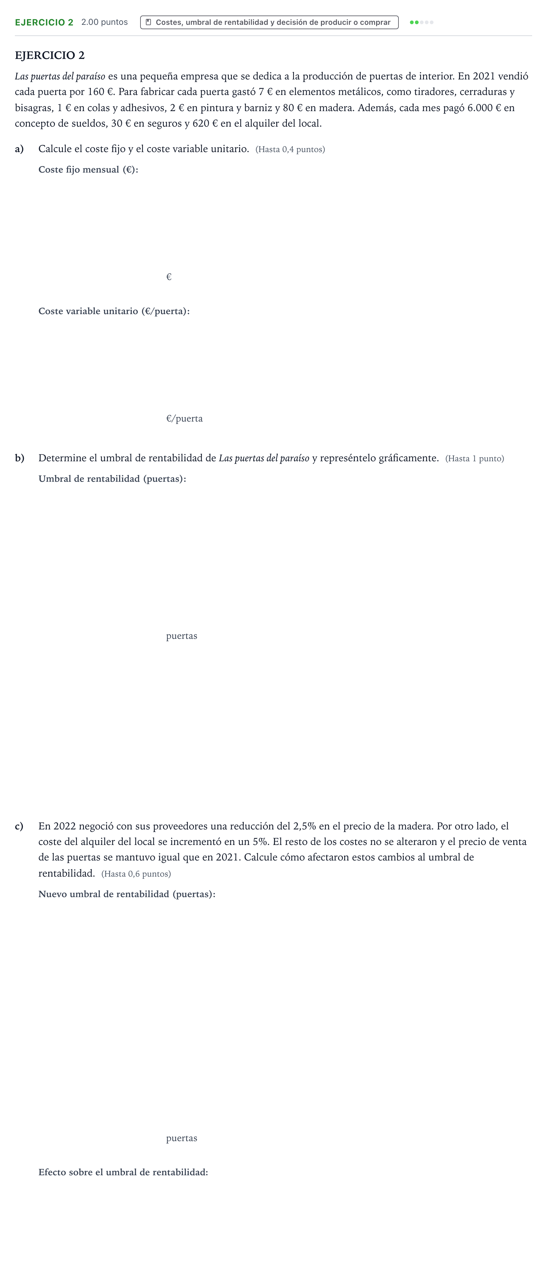 Enunciado: Ejercicio 2 · Empresa y Diseño de Modelos de Negocio PAU Valencia Ordinaria 2023