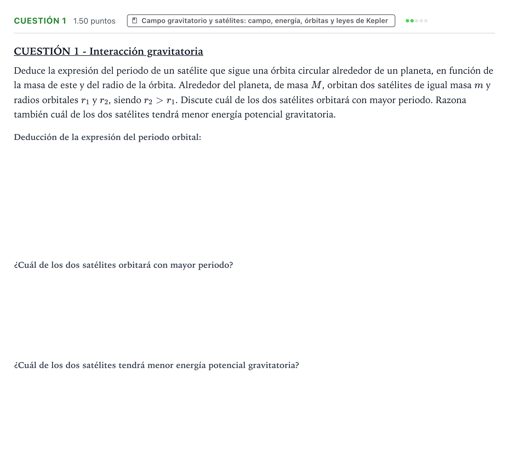 Enunciado: Cuestión 1 · Física PAU Valencia Extraordinaria 2023