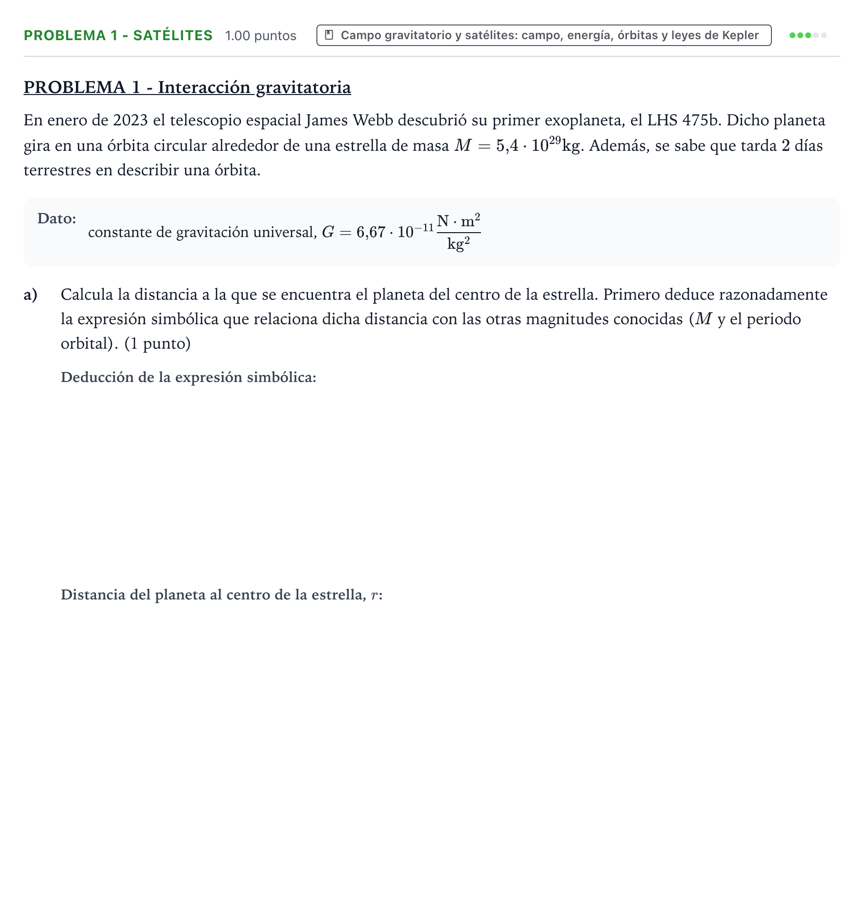 Enunciado: Problema 1 - Satélites · Física PAU Valencia Extraordinaria 2023