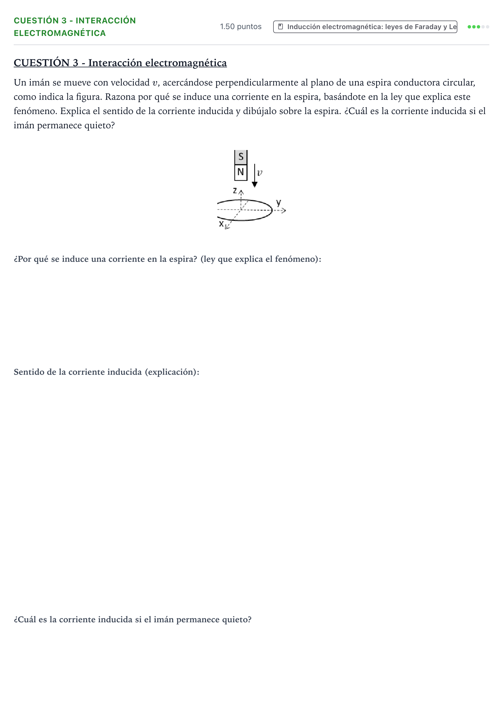 Enunciado: Cuestión 3 - Interacción electromagnética · Física PAU Valencia Ordinaria 2023