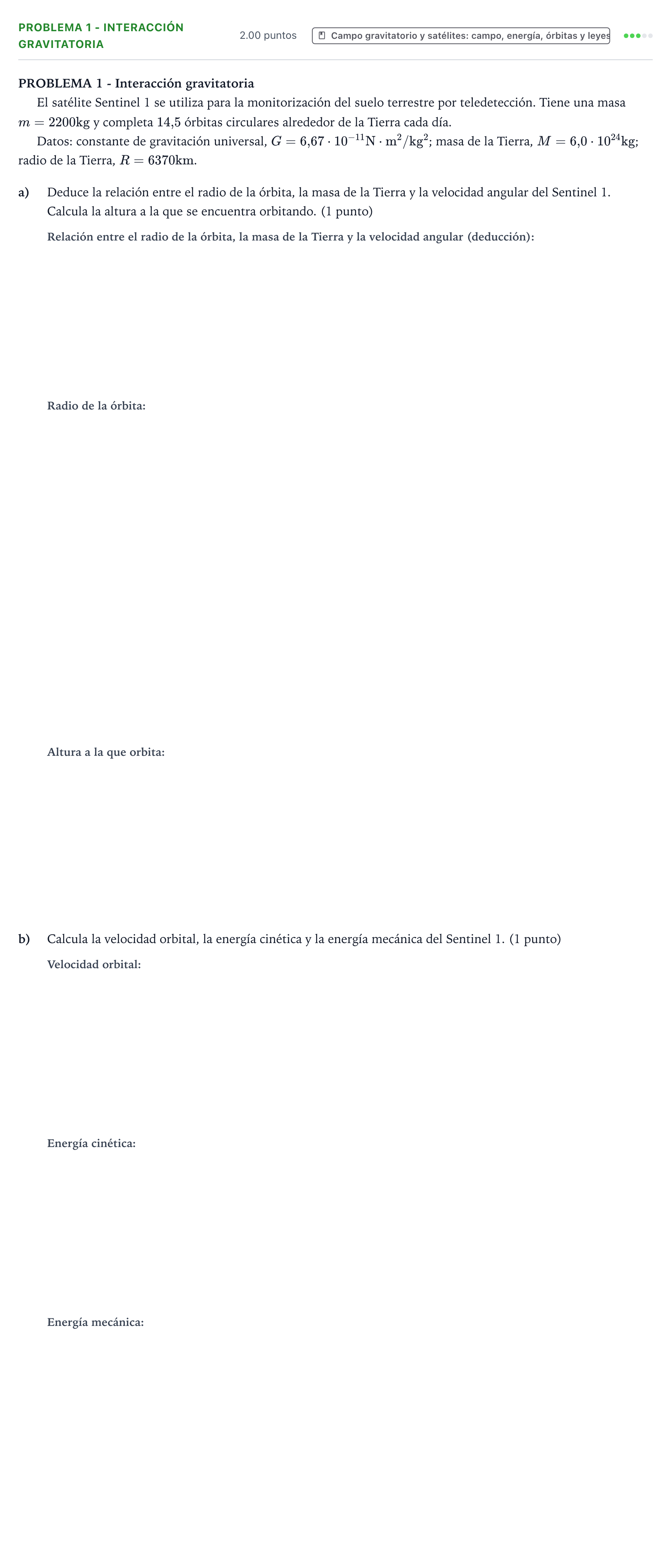Enunciado: Problema 1 - Interacción gravitatoria · Física PAU Valencia Ordinaria 2023