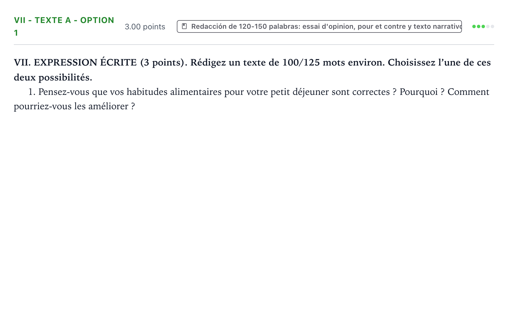 Enunciado: Ejercicio VII - Texte A - Option 1 · Francés PAU Valencia Extraordinaria 2023