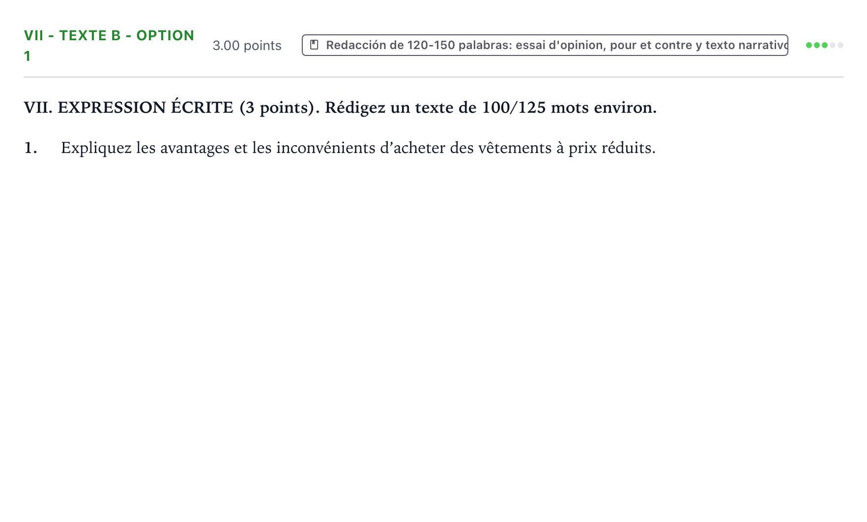 Enunciado: Ejercicio VII - Texte B - Option 1 · Francés PAU Valencia Extraordinaria 2023