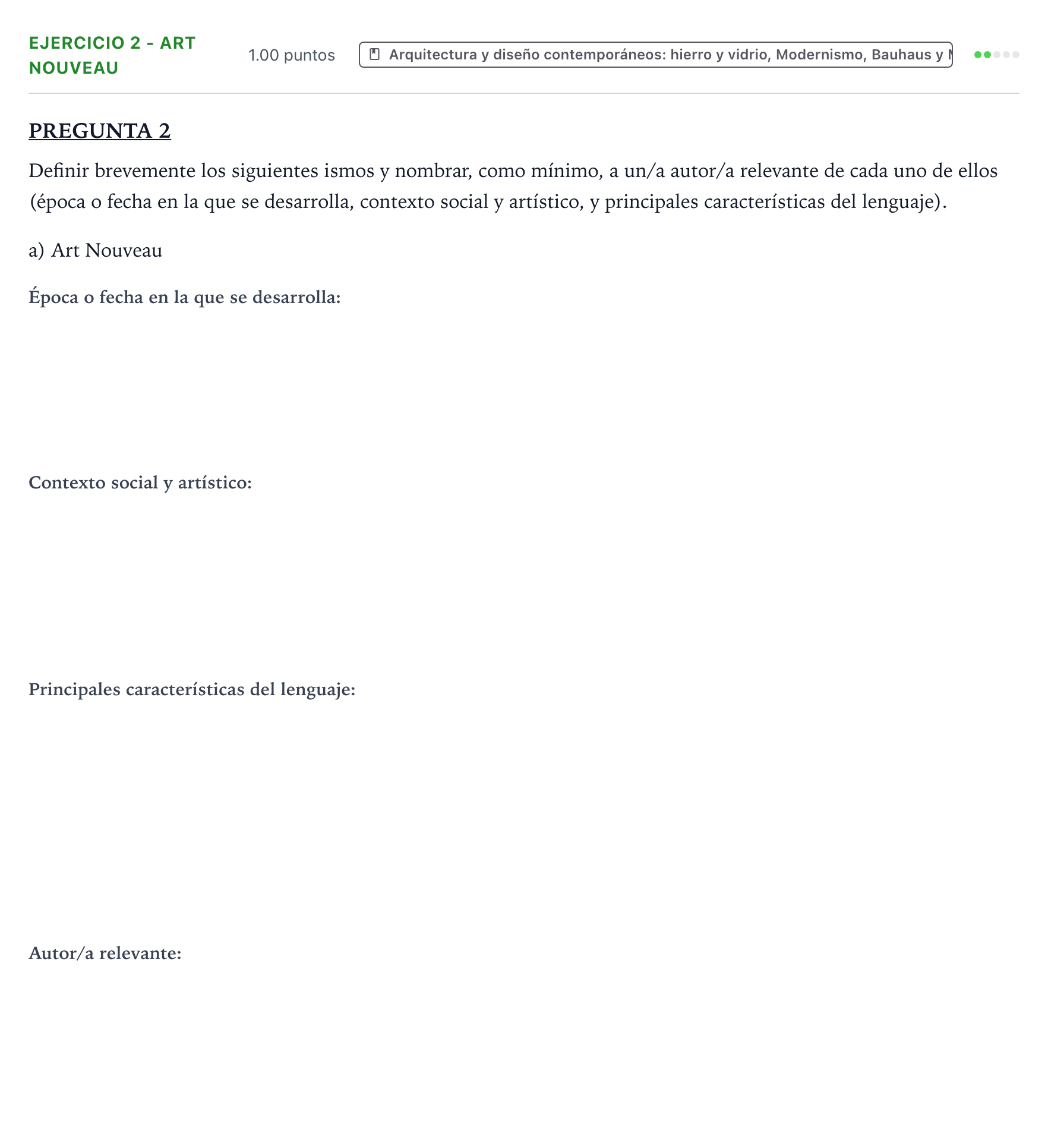 Enunciado: Ejercicio 2 - Art Nouveau · Fundamentos Artísticos PAU Valencia Extraordinaria 2023