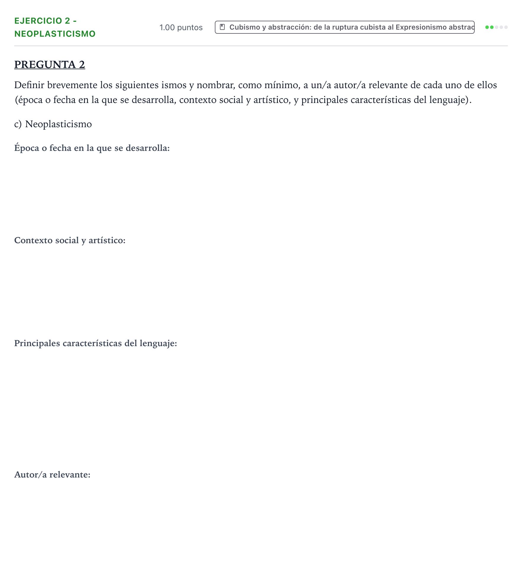 Enunciado: Ejercicio 2 - Neoplasticismo · Fundamentos Artísticos PAU Valencia Extraordinaria 2023