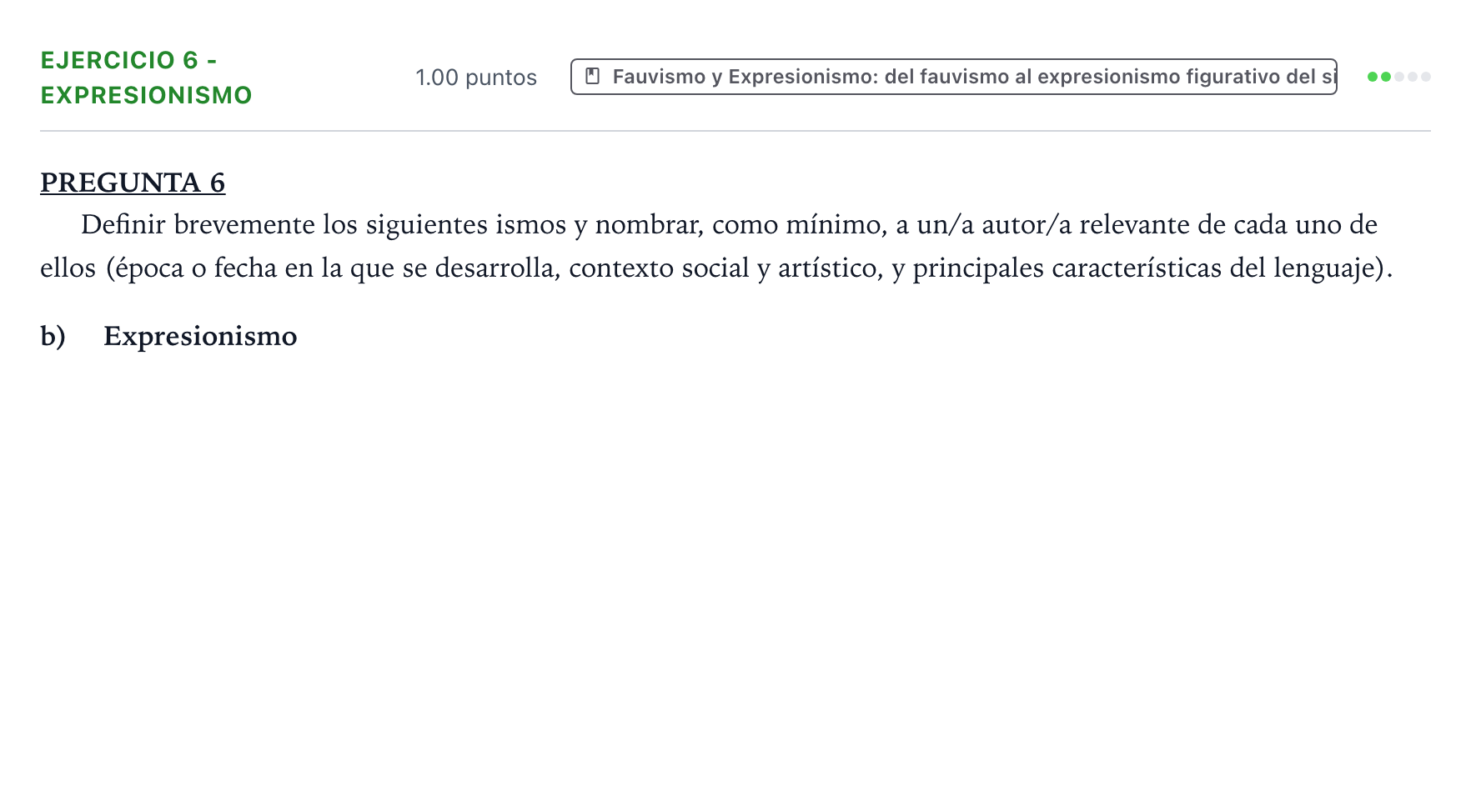 Enunciado: Ejercicio 6 - Expresionismo · Fundamentos Artísticos PAU Valencia Extraordinaria 2023