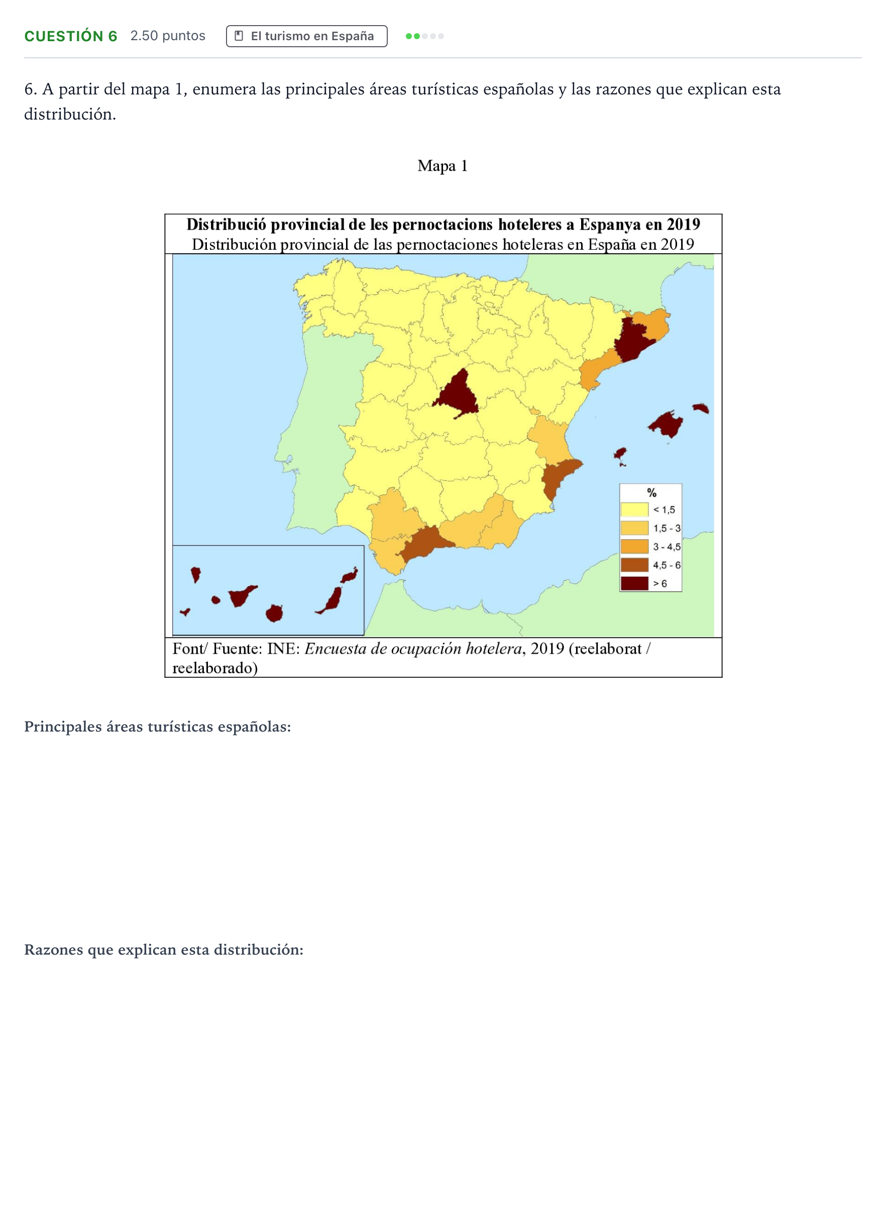Enunciado: Cuestión 6 · Geografía PAU Valencia Extraordinaria 2023