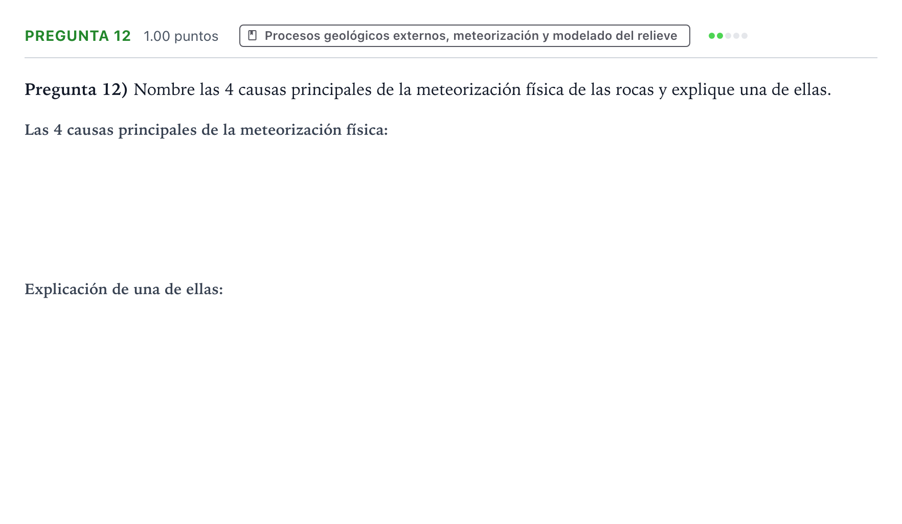 Enunciado: Pregunta 12 · Geología y Ciencias Ambientales PAU Valencia Ordinaria 2023