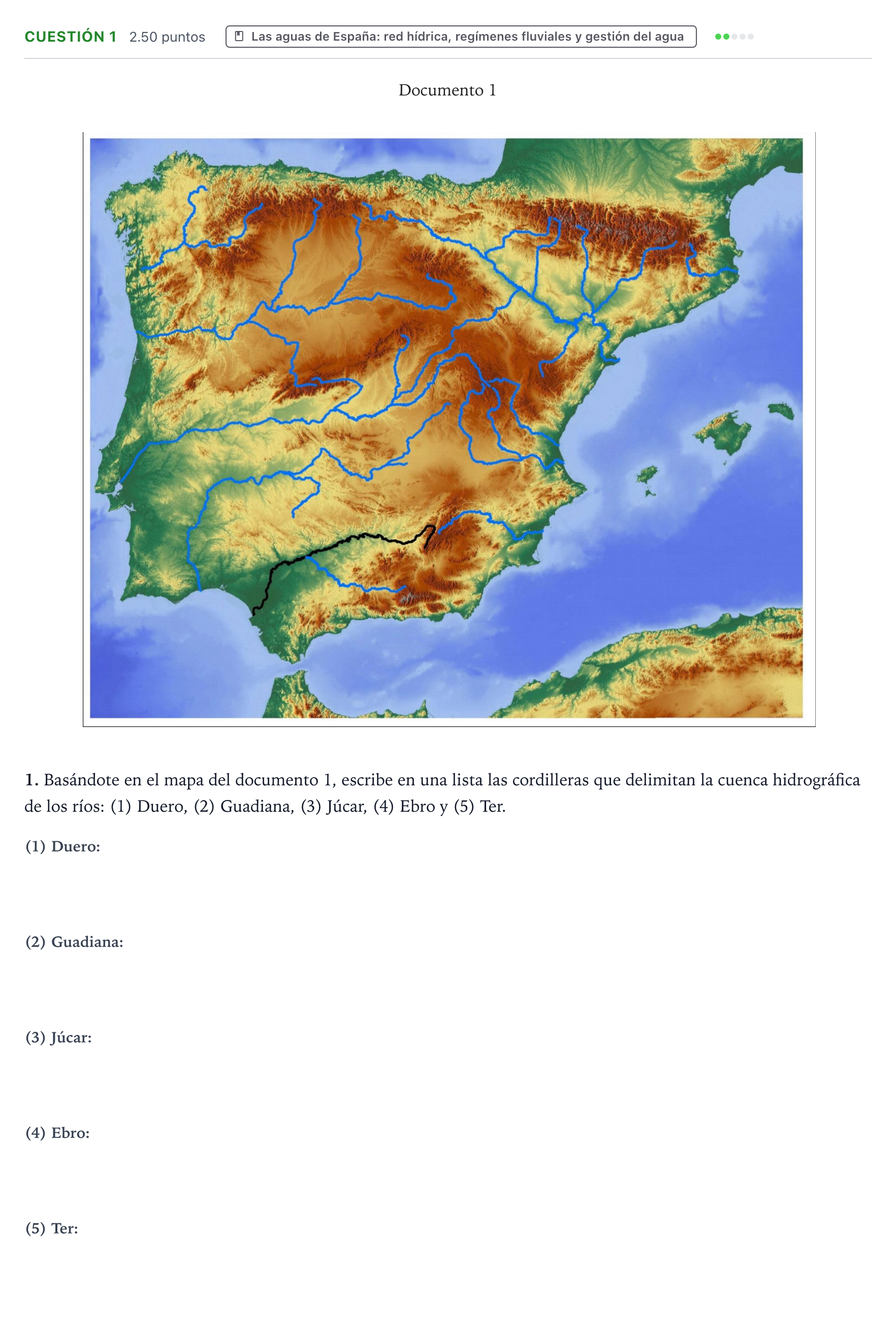 Enunciado: Cuestión 1 · Geografía PAU Valencia Ordinaria 2023