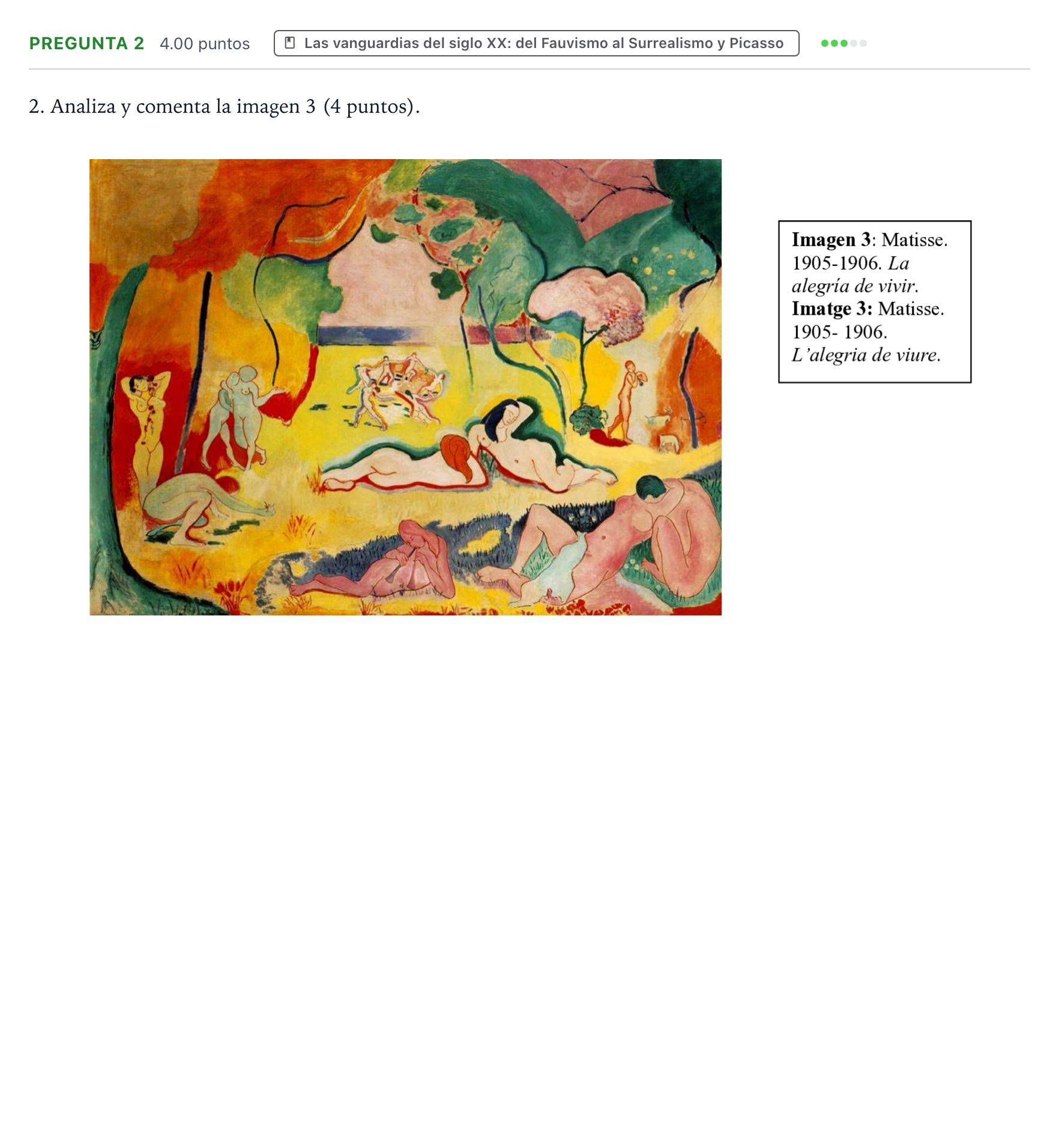 Enunciado: Pregunta 2 · Historia del Arte PAU Valencia Extraordinaria 2023