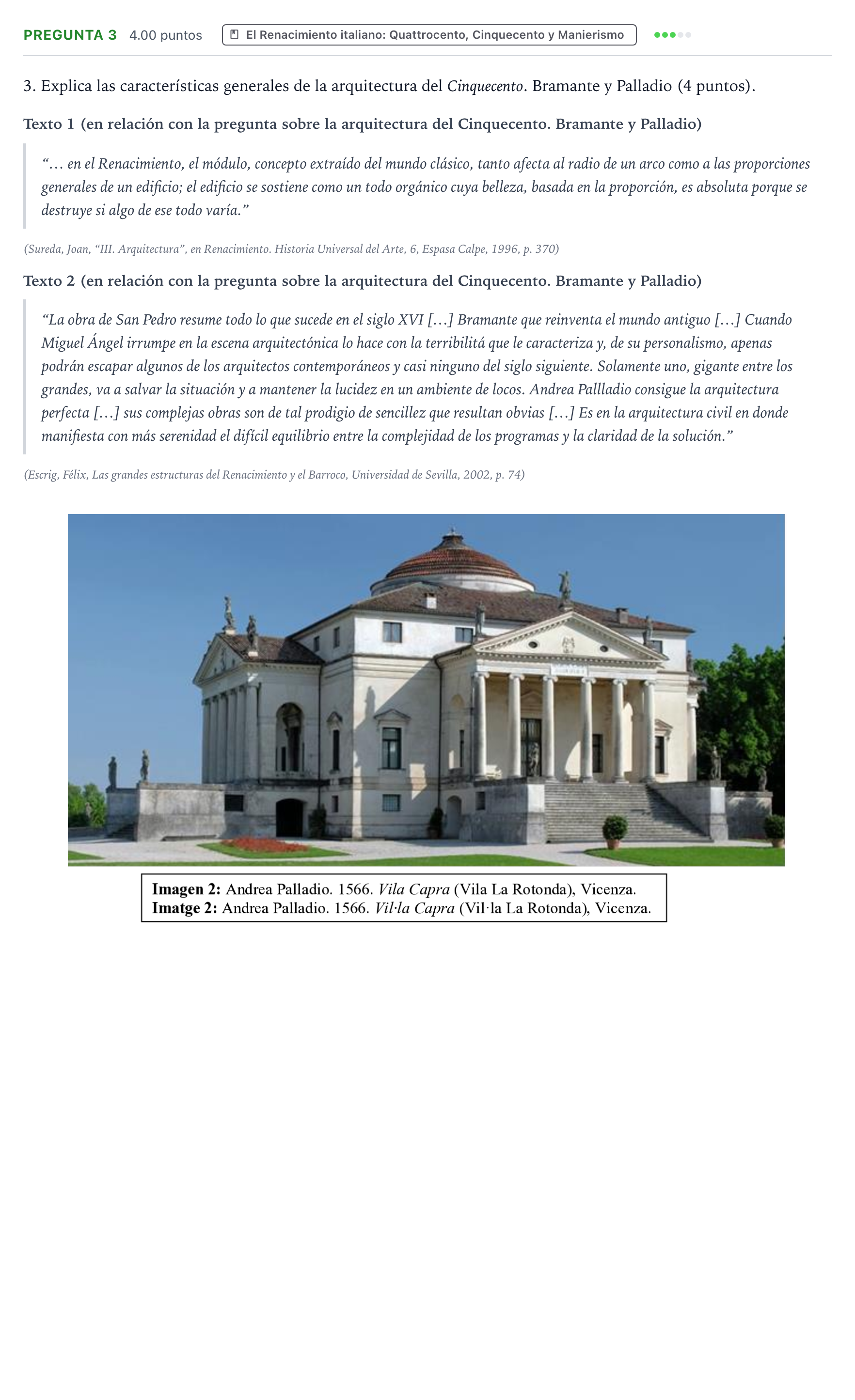 Enunciado: Pregunta 3 · Historia del Arte PAU Valencia Extraordinaria 2023