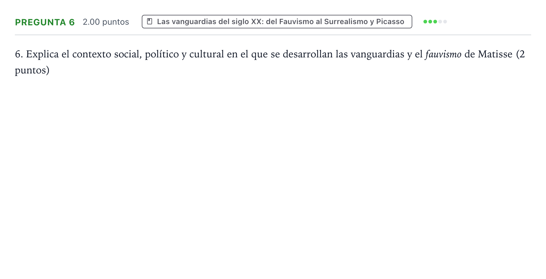 Enunciado: Pregunta 6 · Historia del Arte PAU Valencia Extraordinaria 2023