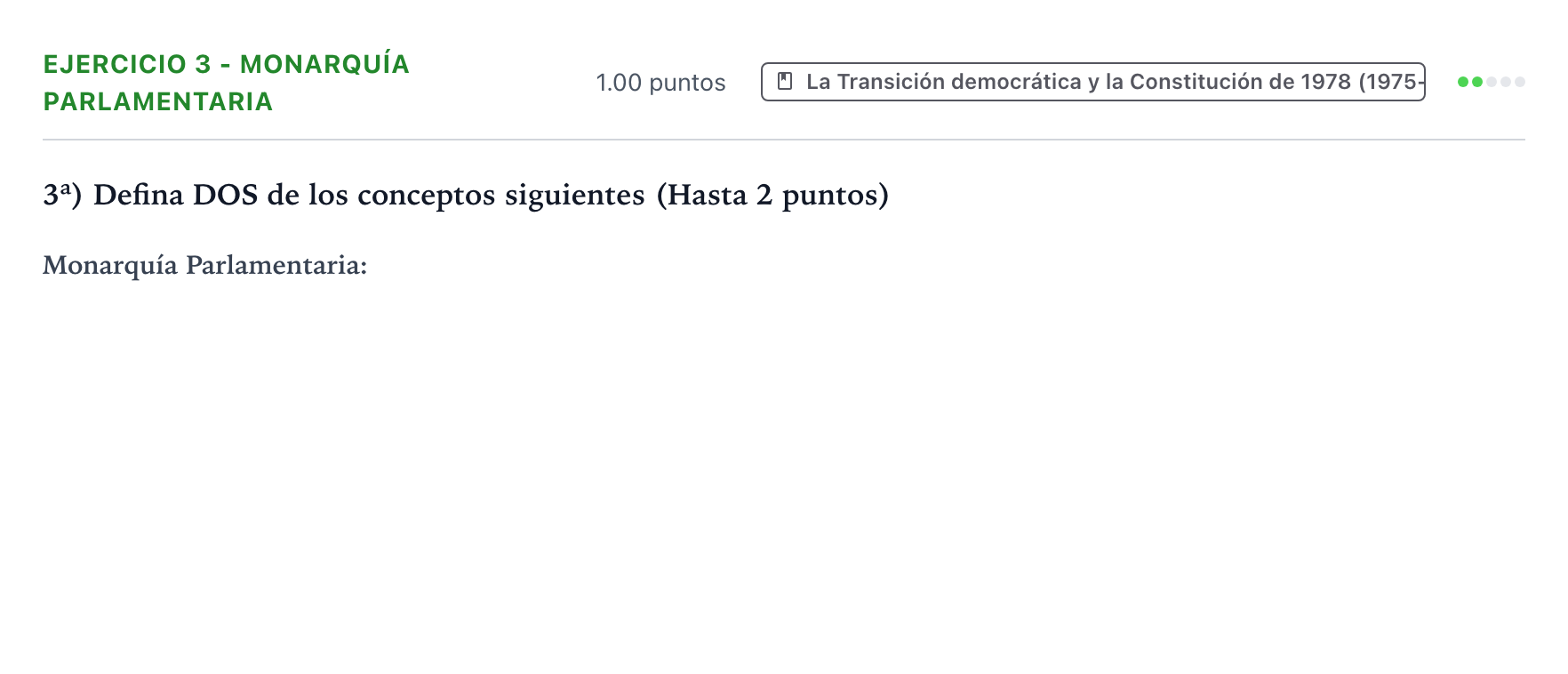Enunciado: Ejercicio 3 - Monarquía Parlamentaria · Historia de España PAU Valencia Ordinaria 2023