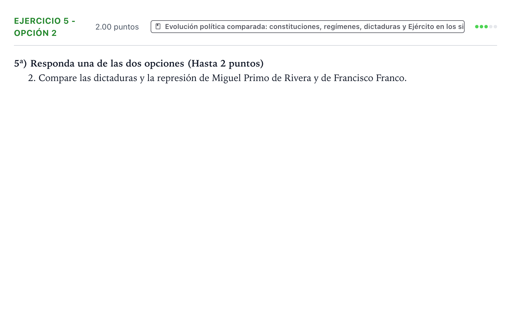 Enunciado: Ejercicio 5 - Opción 2 · Historia de España PAU Valencia Ordinaria 2023