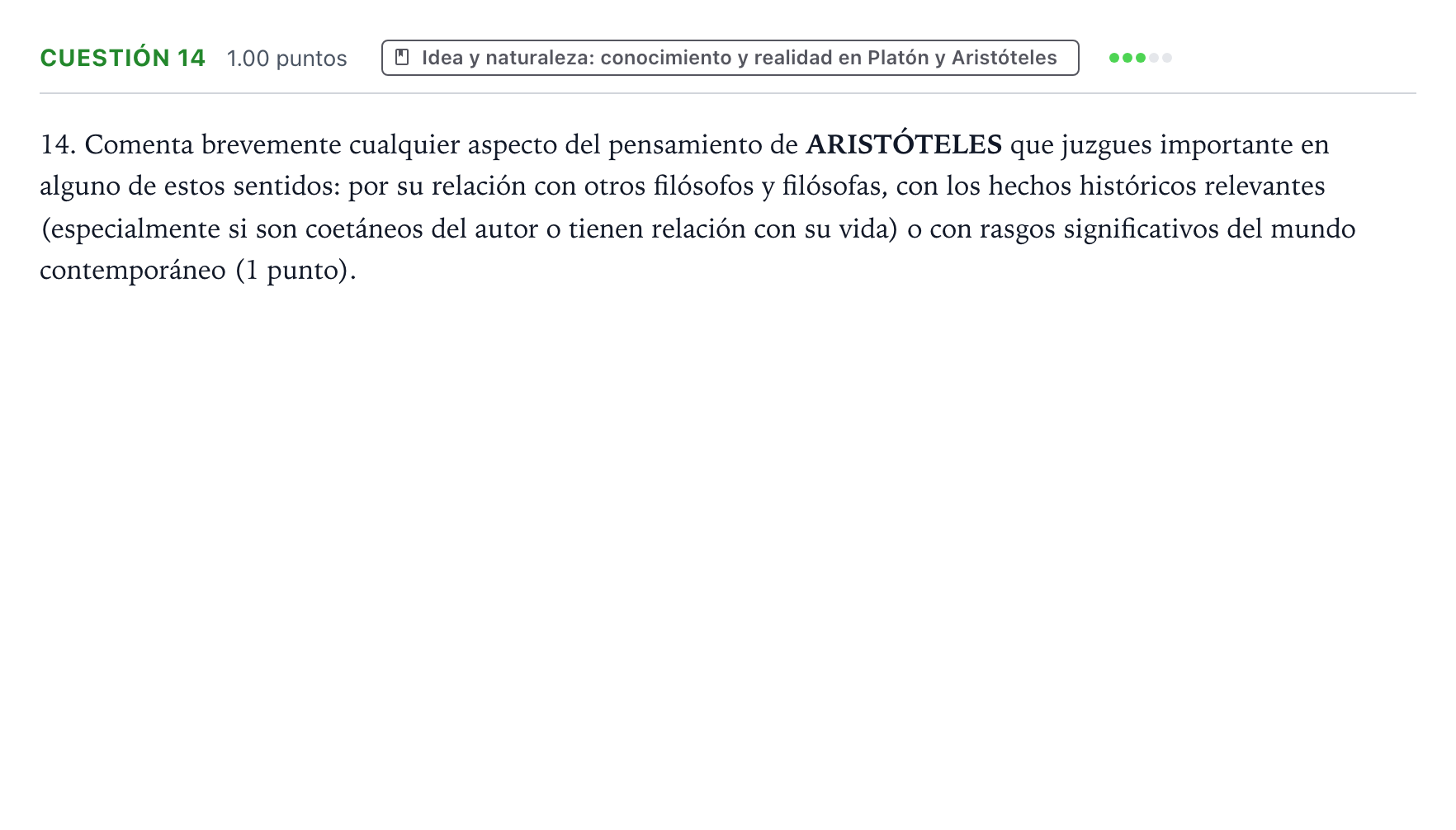 Enunciado: Cuestión 14 · Historia de la Filosofía PAU Valencia Extraordinaria 2023