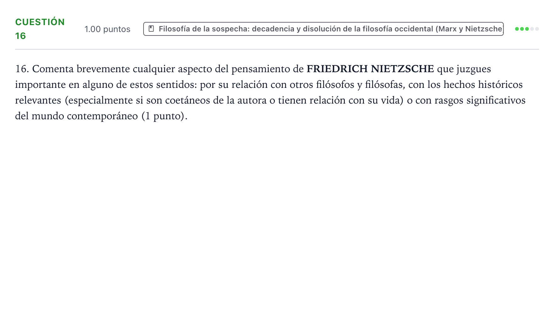 Enunciado: Cuestión 16 · Historia de la Filosofía PAU Valencia Extraordinaria 2023