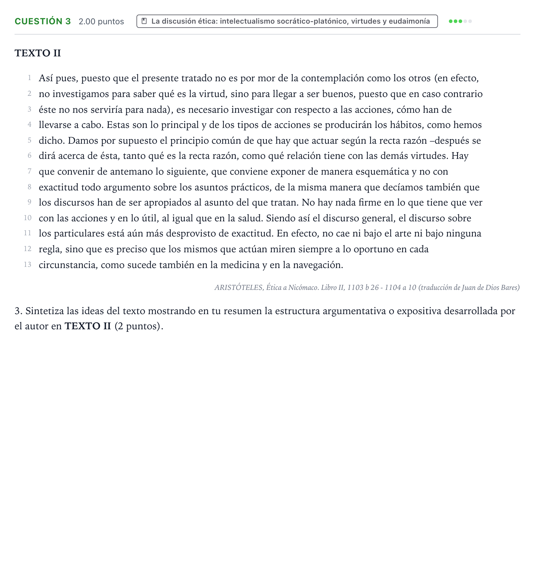 Enunciado: Cuestión 3 · Historia de la Filosofía PAU Valencia Extraordinaria 2023
