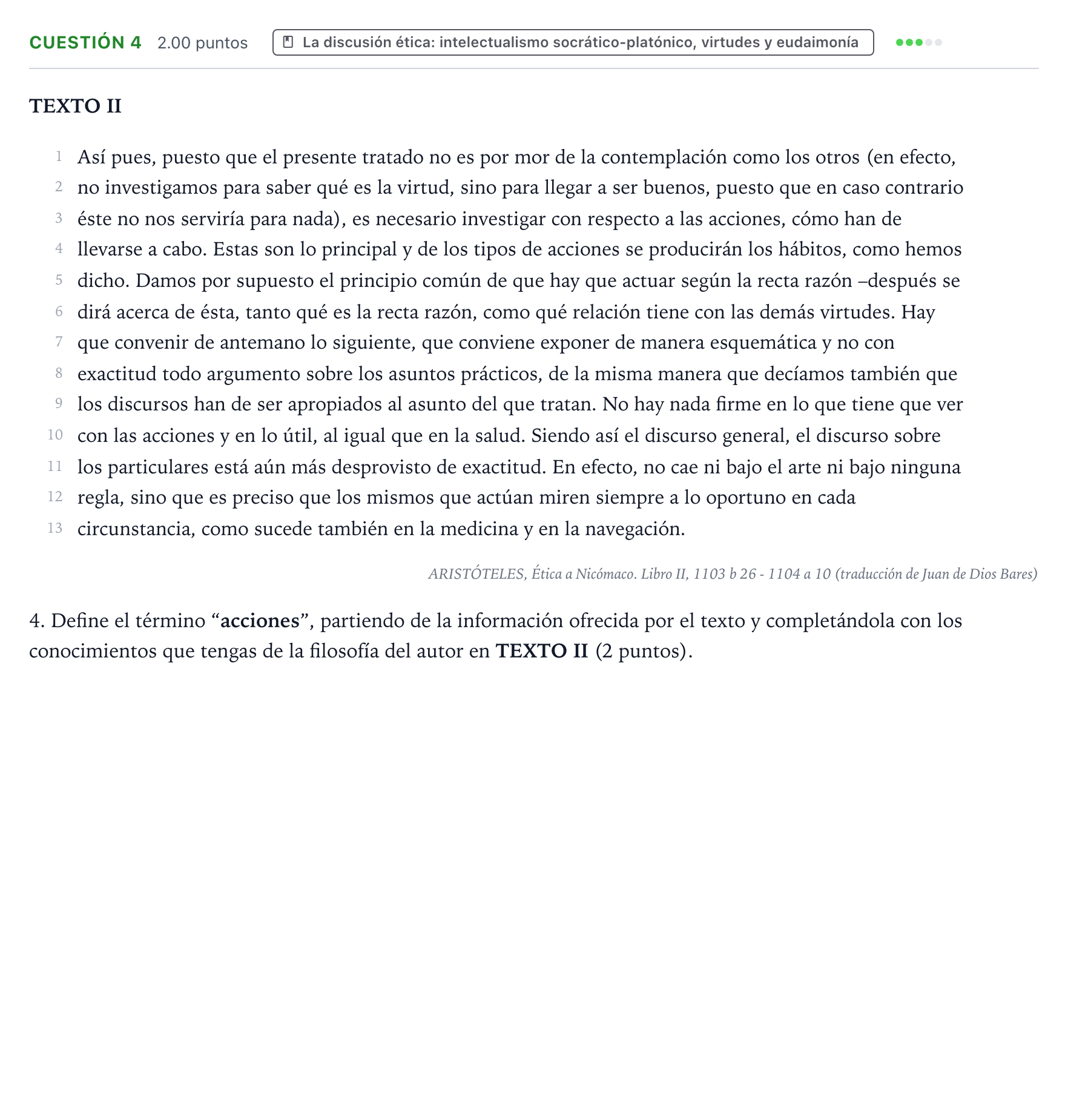 Enunciado: Cuestión 4 · Historia de la Filosofía PAU Valencia Extraordinaria 2023
