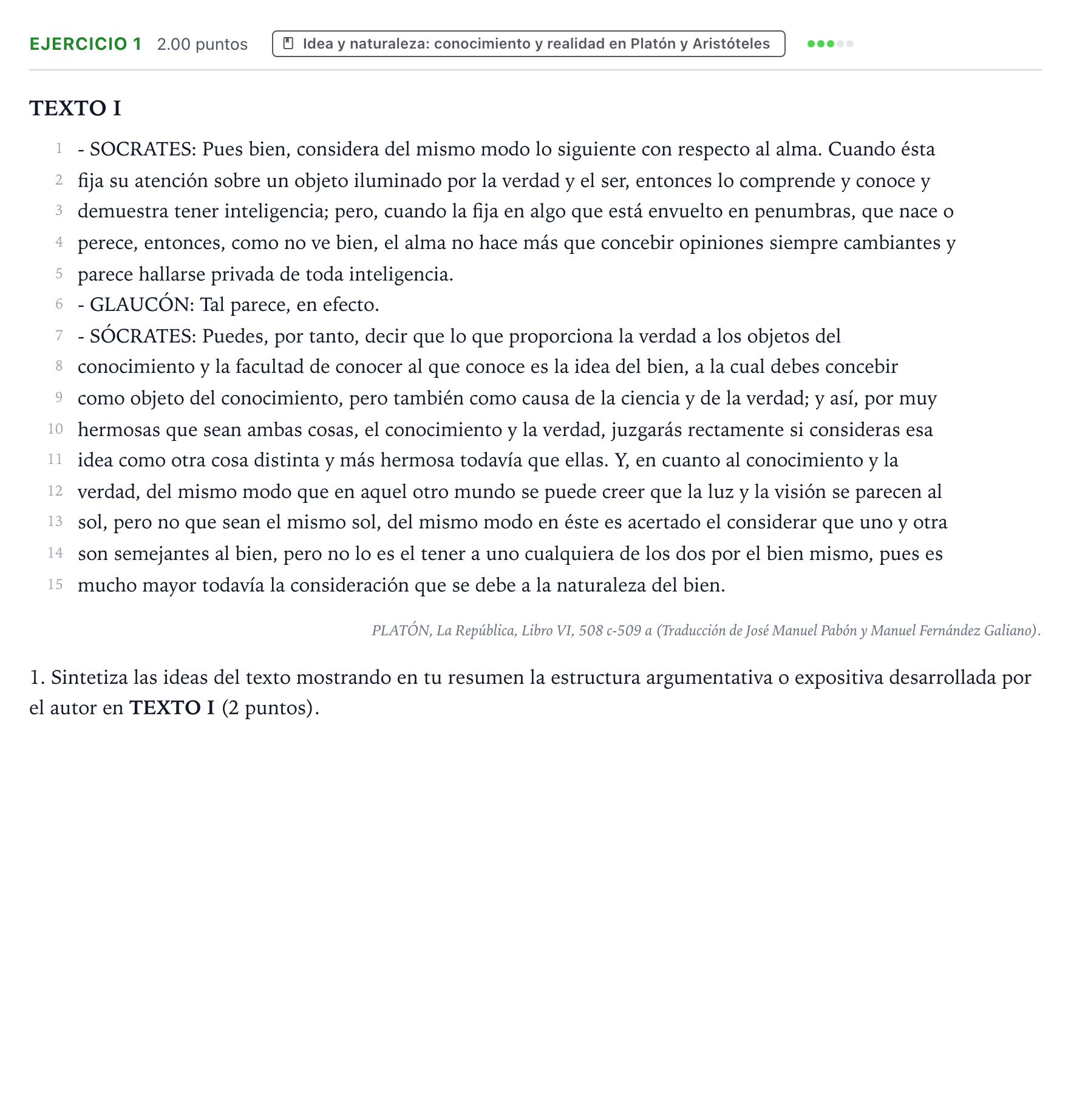 Enunciado: Problema 1 · Historia de la Filosofía PAU Valencia Ordinaria 2023