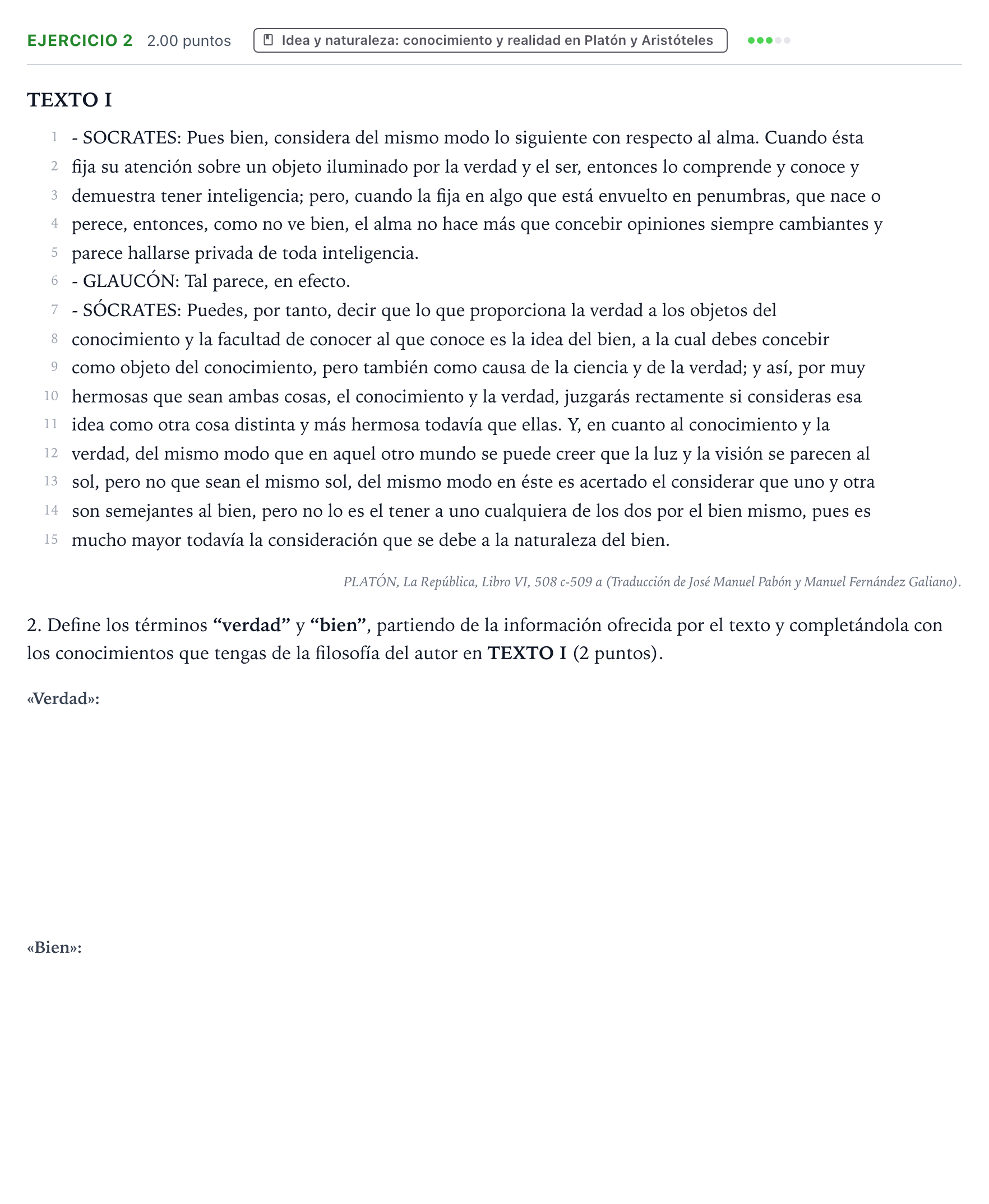 Enunciado: Problema 2 · Historia de la Filosofía PAU Valencia Ordinaria 2023