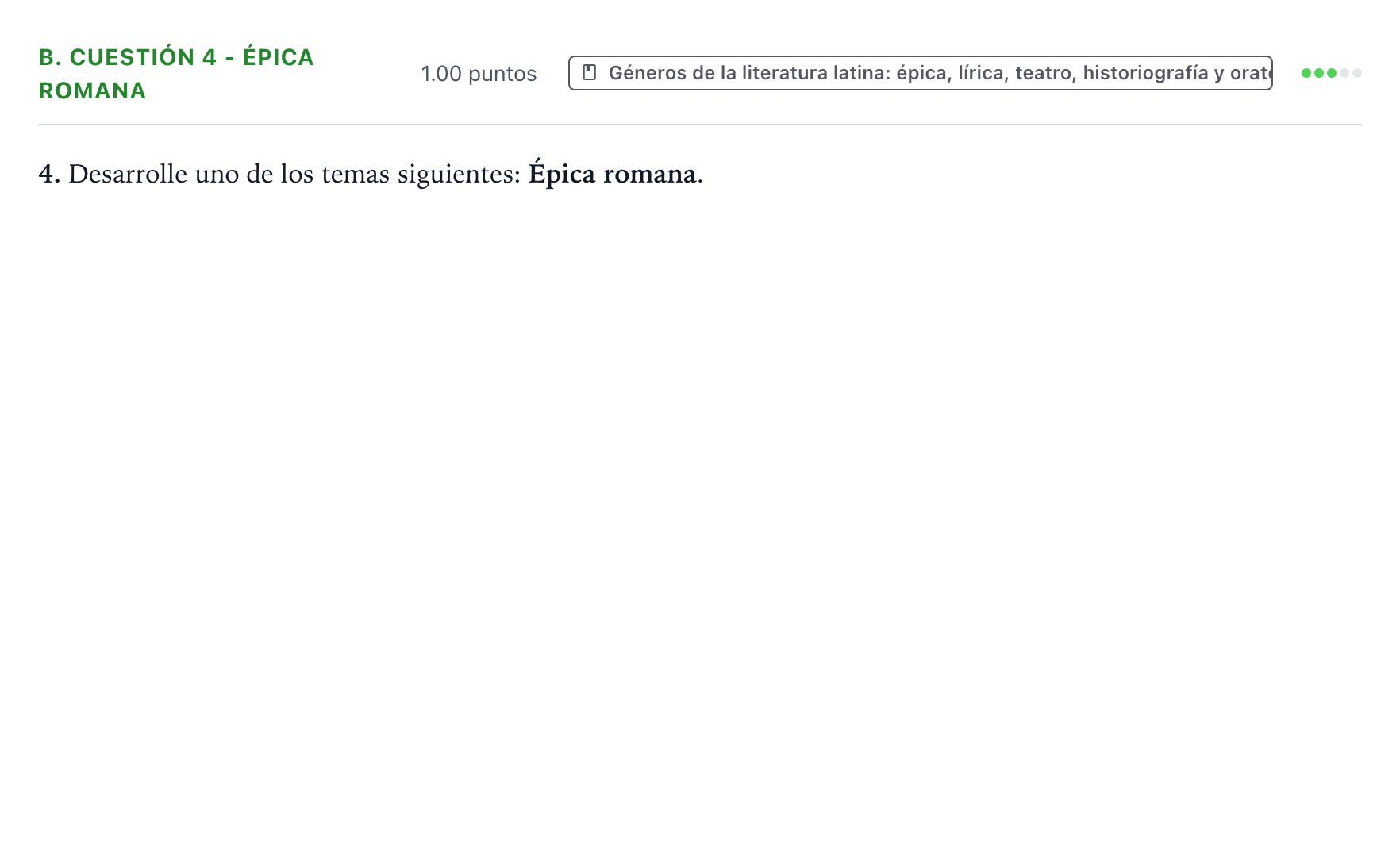 Enunciado: Ejercicio B. Cuestión 4 - Épica romana · Latín II PAU Valencia Extraordinaria 2023