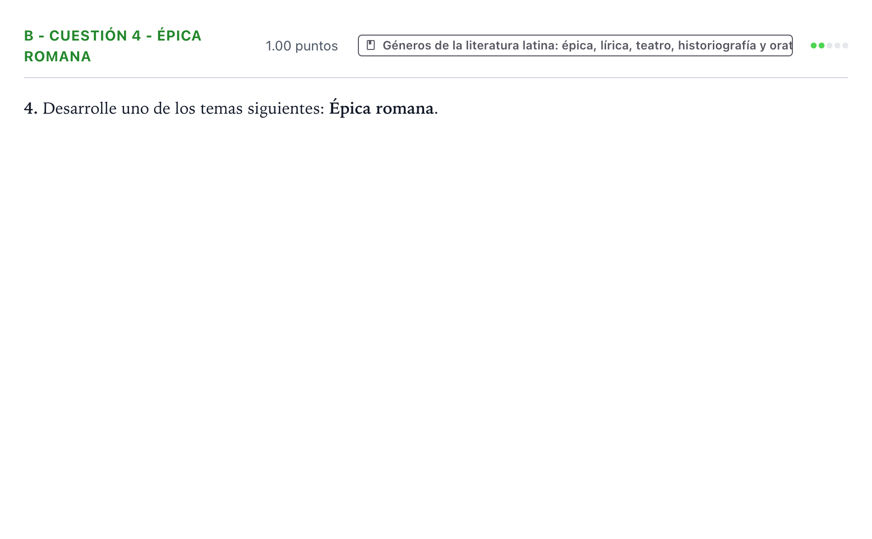 Enunciado: Ejercicio B - Cuestión 4 - Épica romana · Latín II PAU Valencia Ordinaria 2023