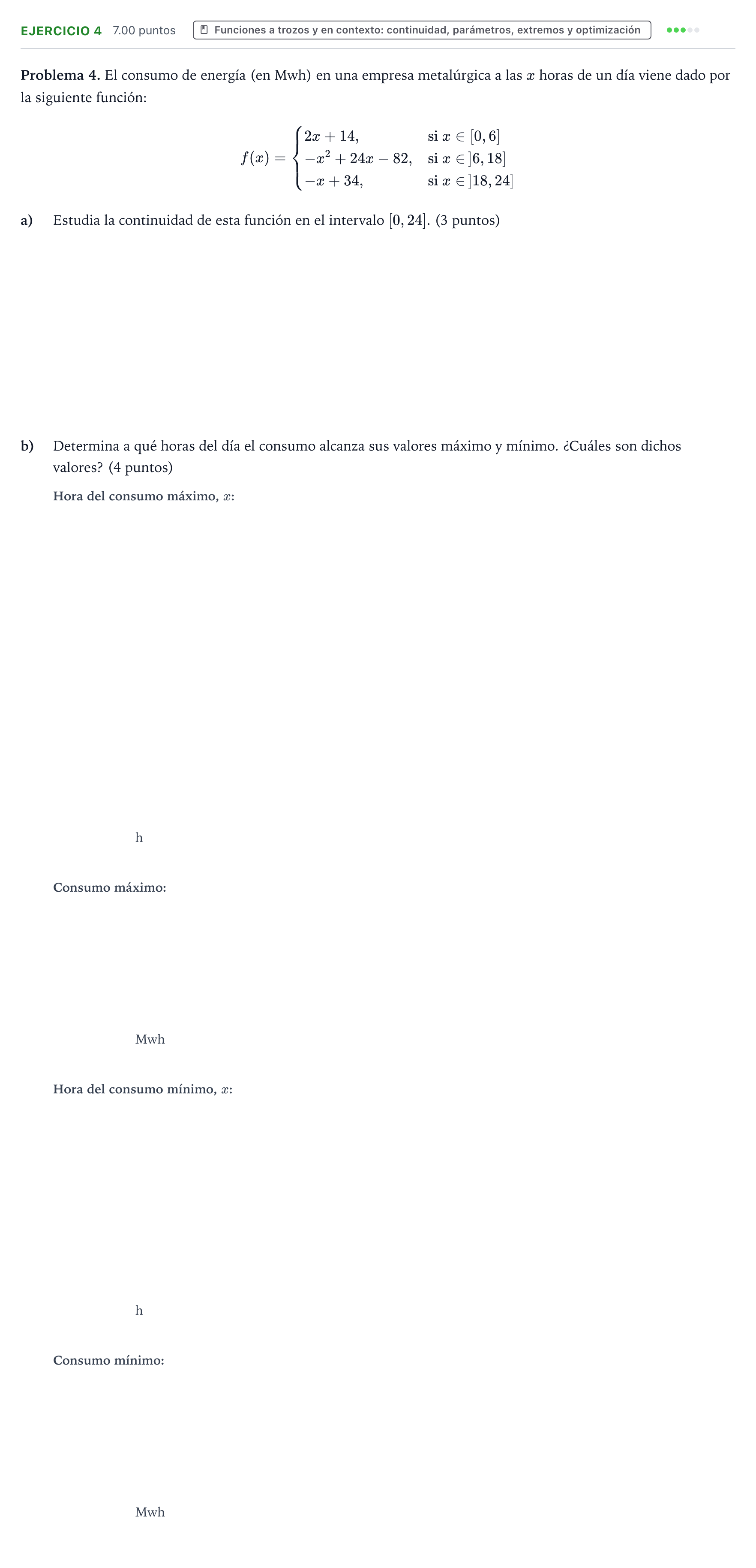 Enunciado: Ejercicio 4 - Funciones · Matemáticas aplicadas a las Ciencias Sociales II PAU Valencia Extraordinaria 2023