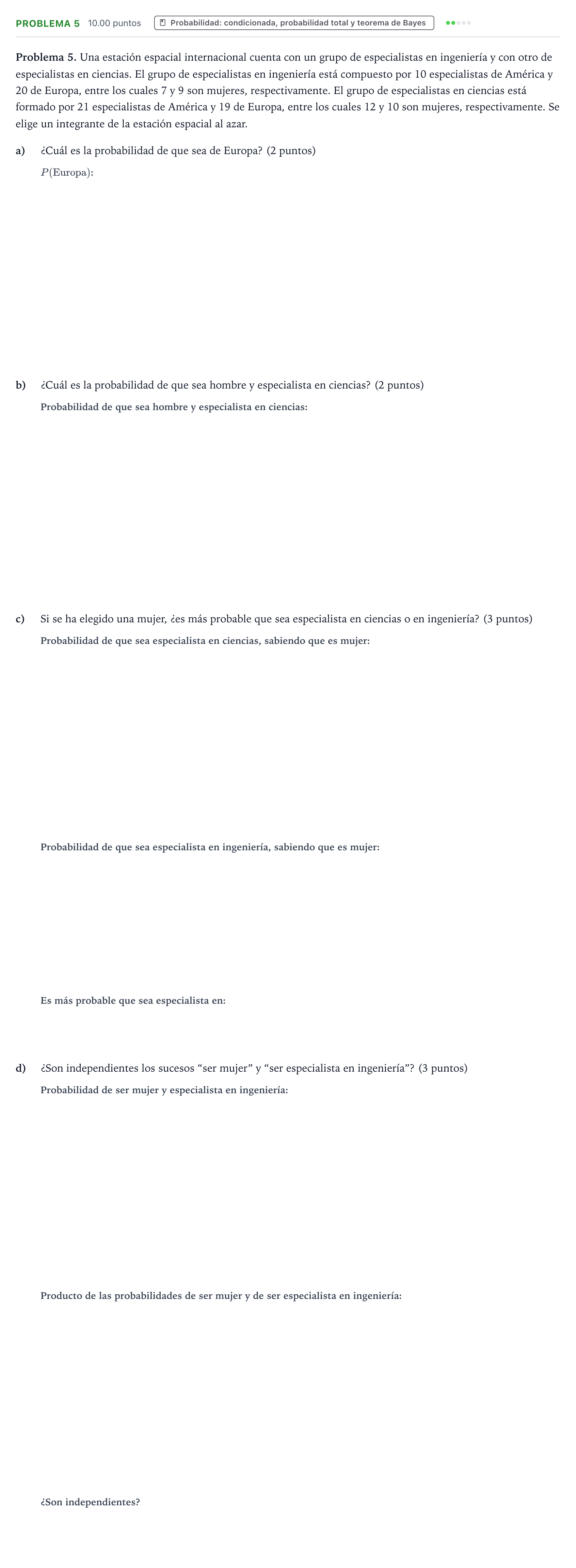 Enunciado: Problema 5 · Matemáticas aplicadas a las Ciencias Sociales II PAU Valencia Extraordinaria 2023
