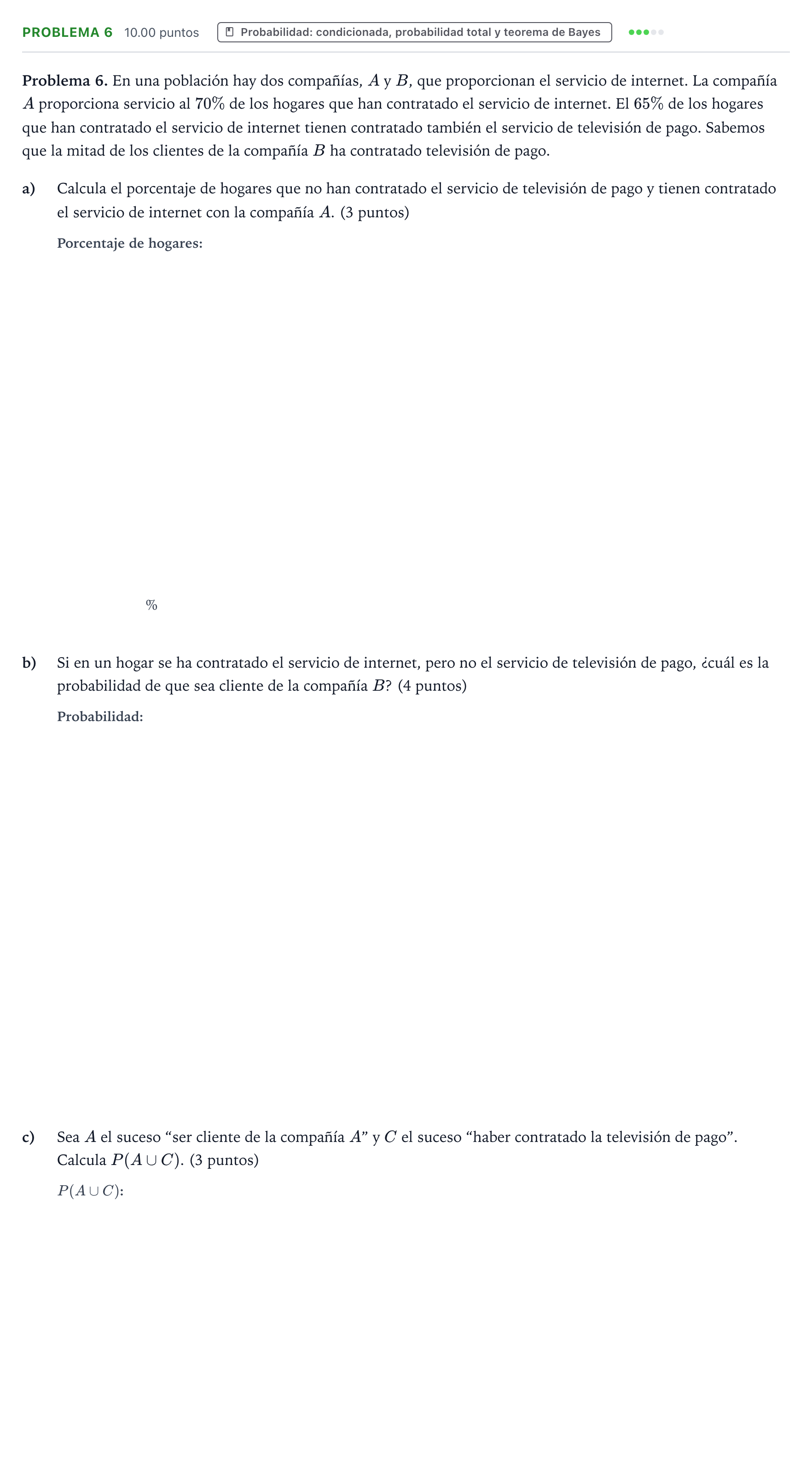 Enunciado: Problema 6 · Matemáticas aplicadas a las Ciencias Sociales II PAU Valencia Extraordinaria 2023