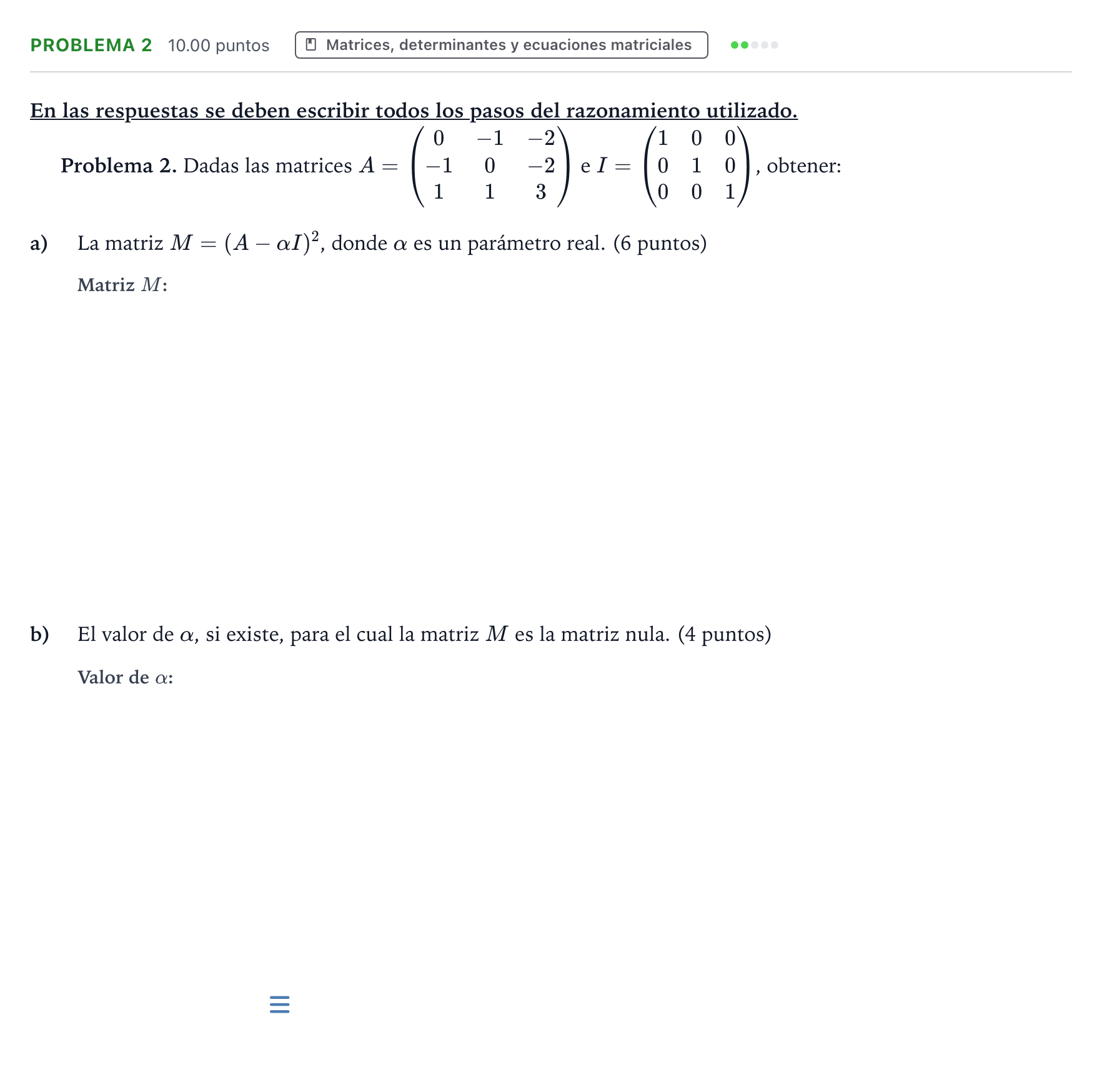 Enunciado: Problema 2 · Matemáticas II PAU Valencia Extraordinaria 2023
