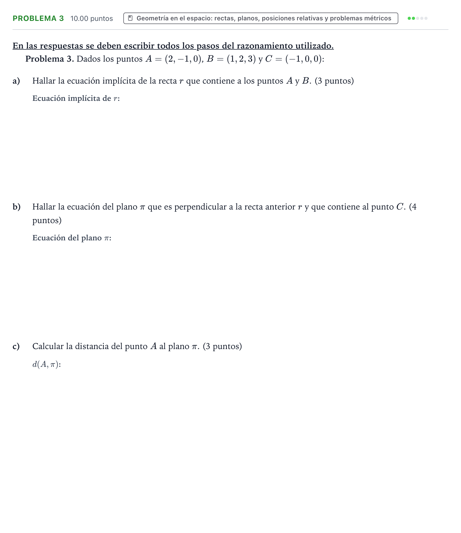 Enunciado: Problema 3 · Matemáticas II PAU Valencia Extraordinaria 2023