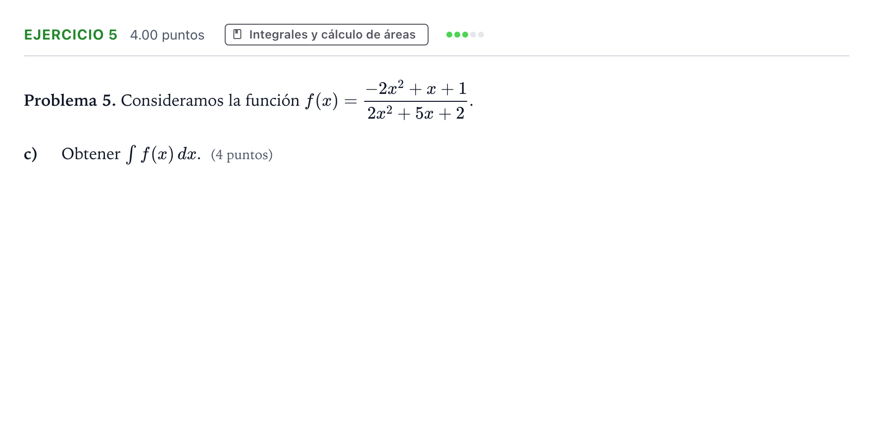 Enunciado: Ejercicio 5 - Integrales · Matemáticas II PAU Valencia Extraordinaria 2023
